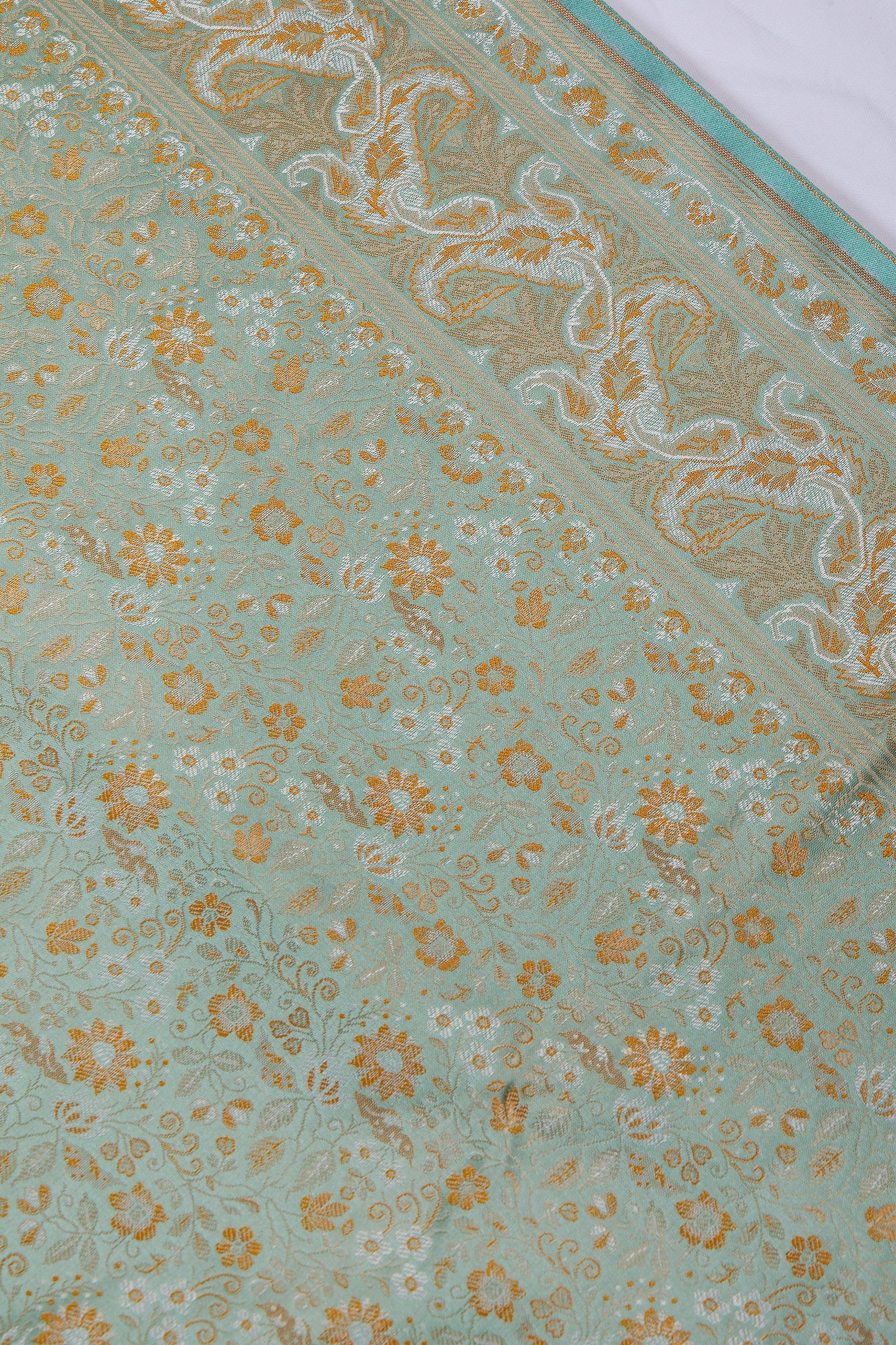 Light Green Banaras Silk Saree - Mokshaa