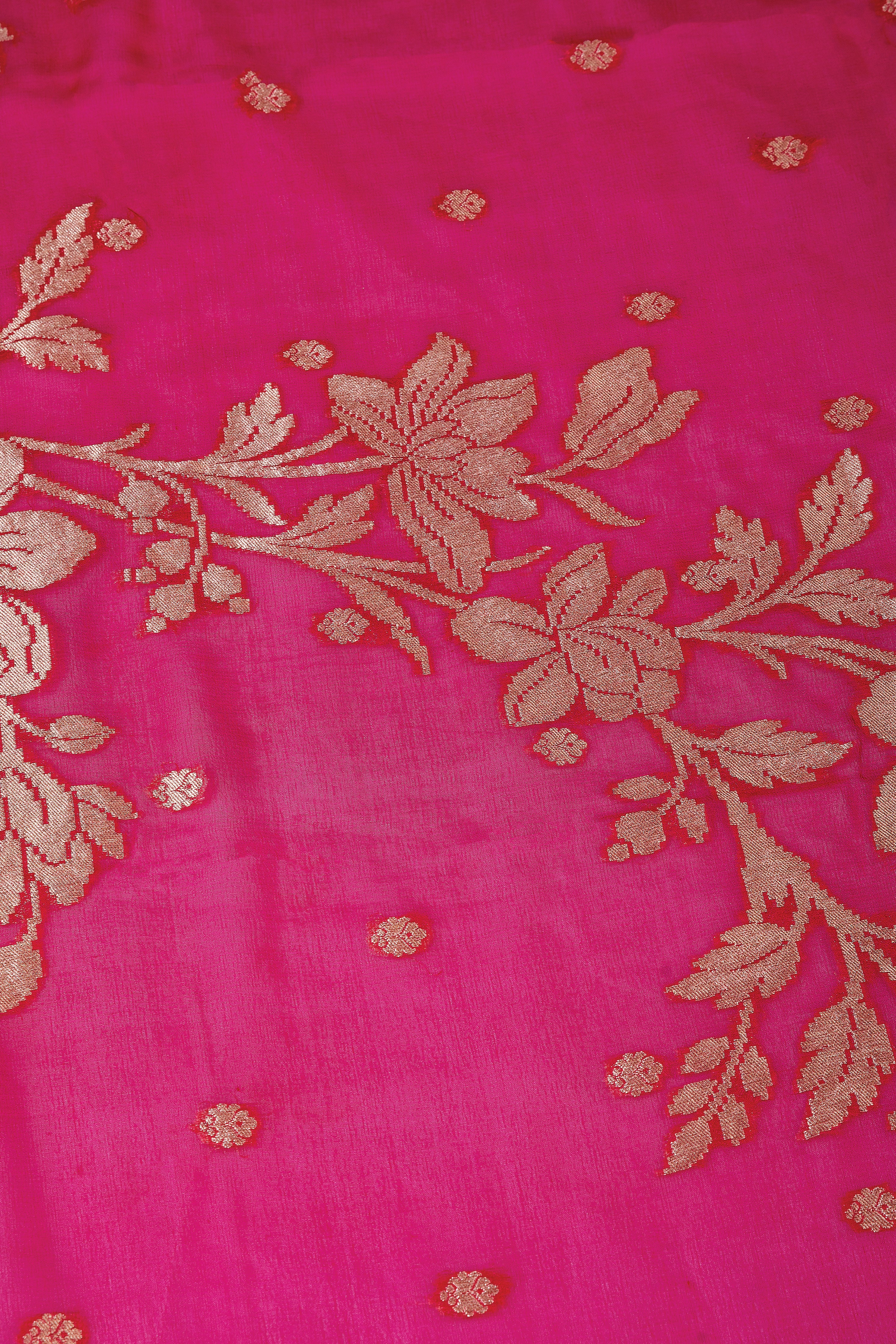 Rani Pink Banaras Georgette Saree - Mokshaa