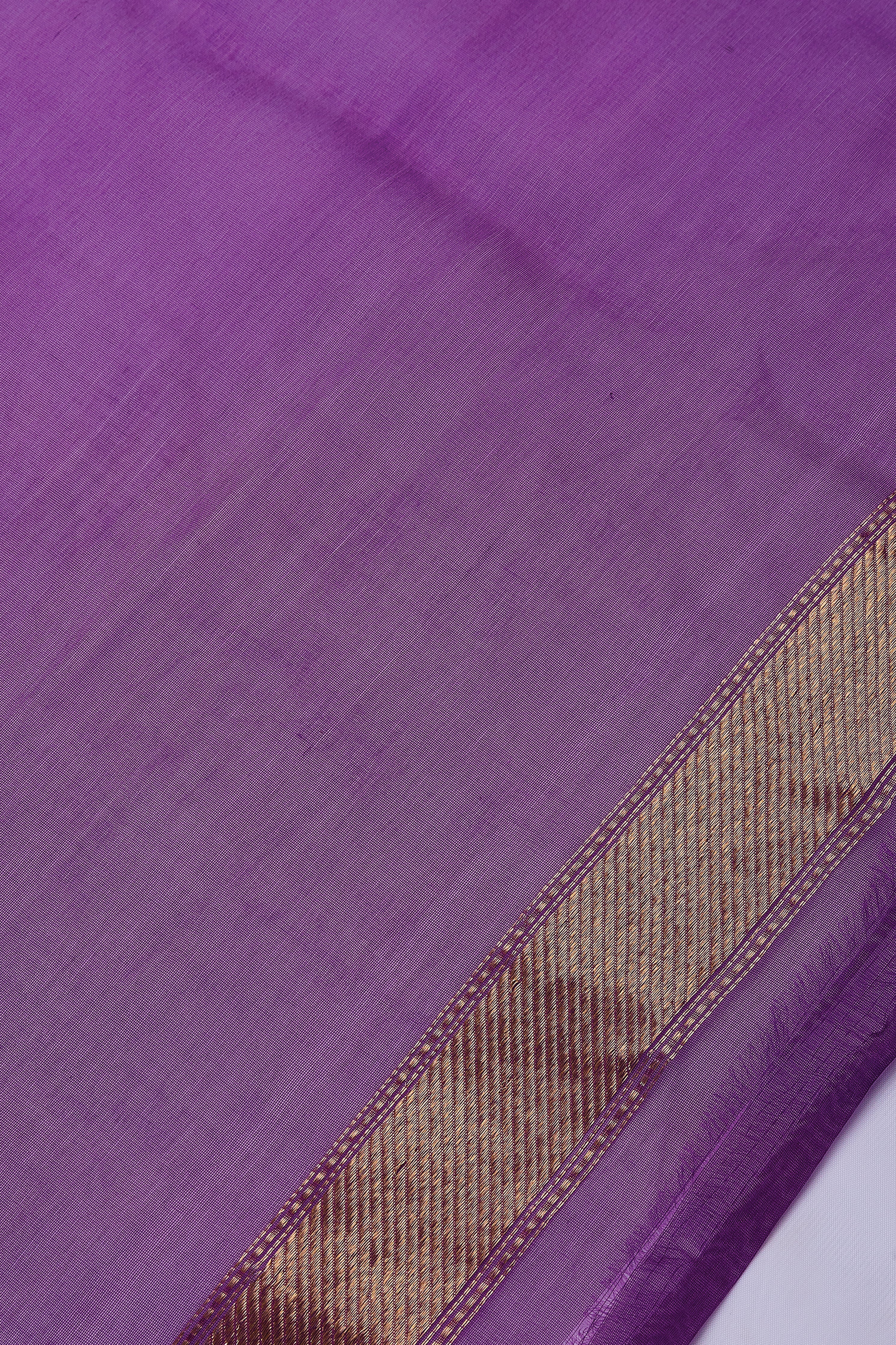 Deep Purple Banaras Kora Silk Saree - Mokshaa