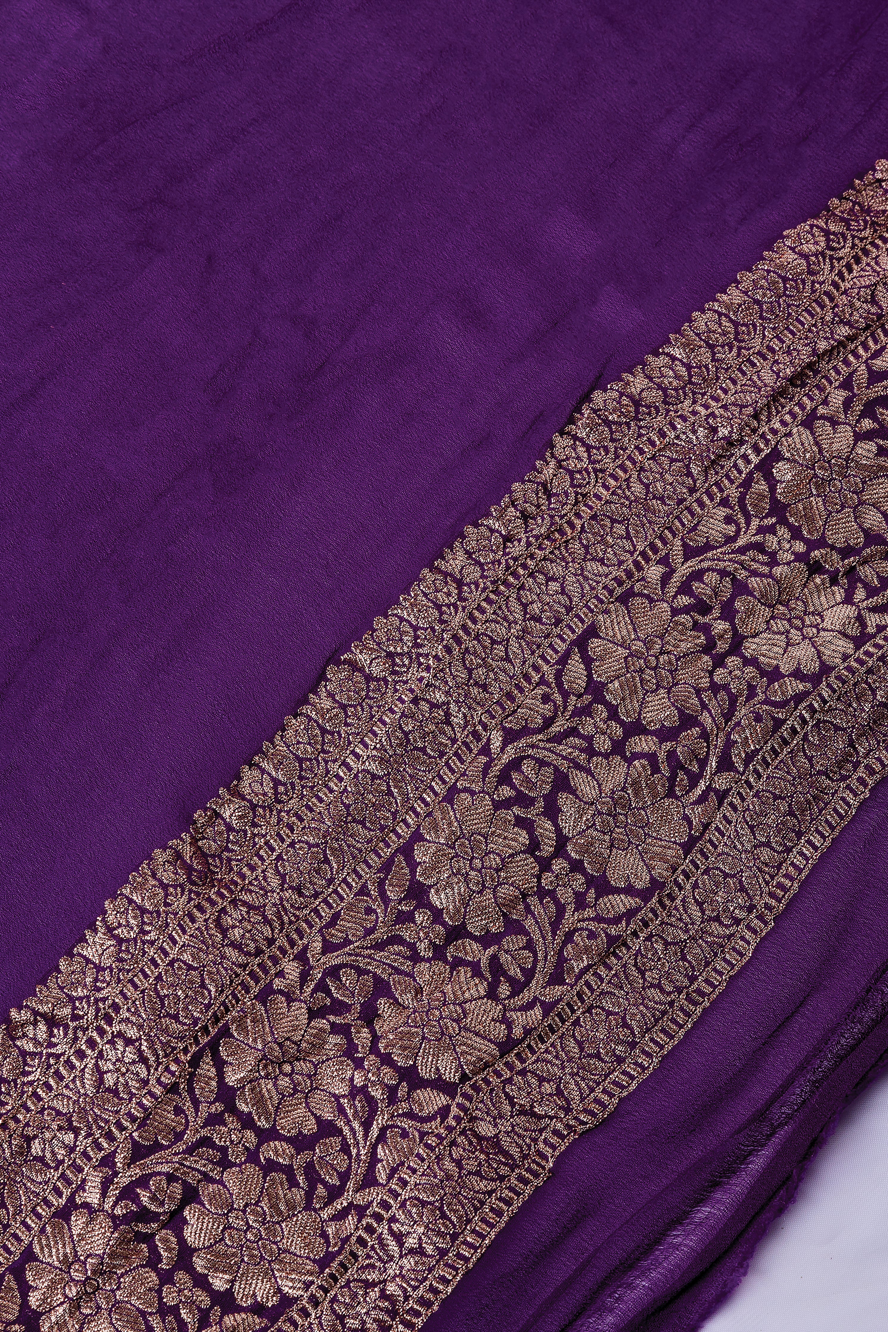 Purple Banaras Georgette Saree - Mokshaa