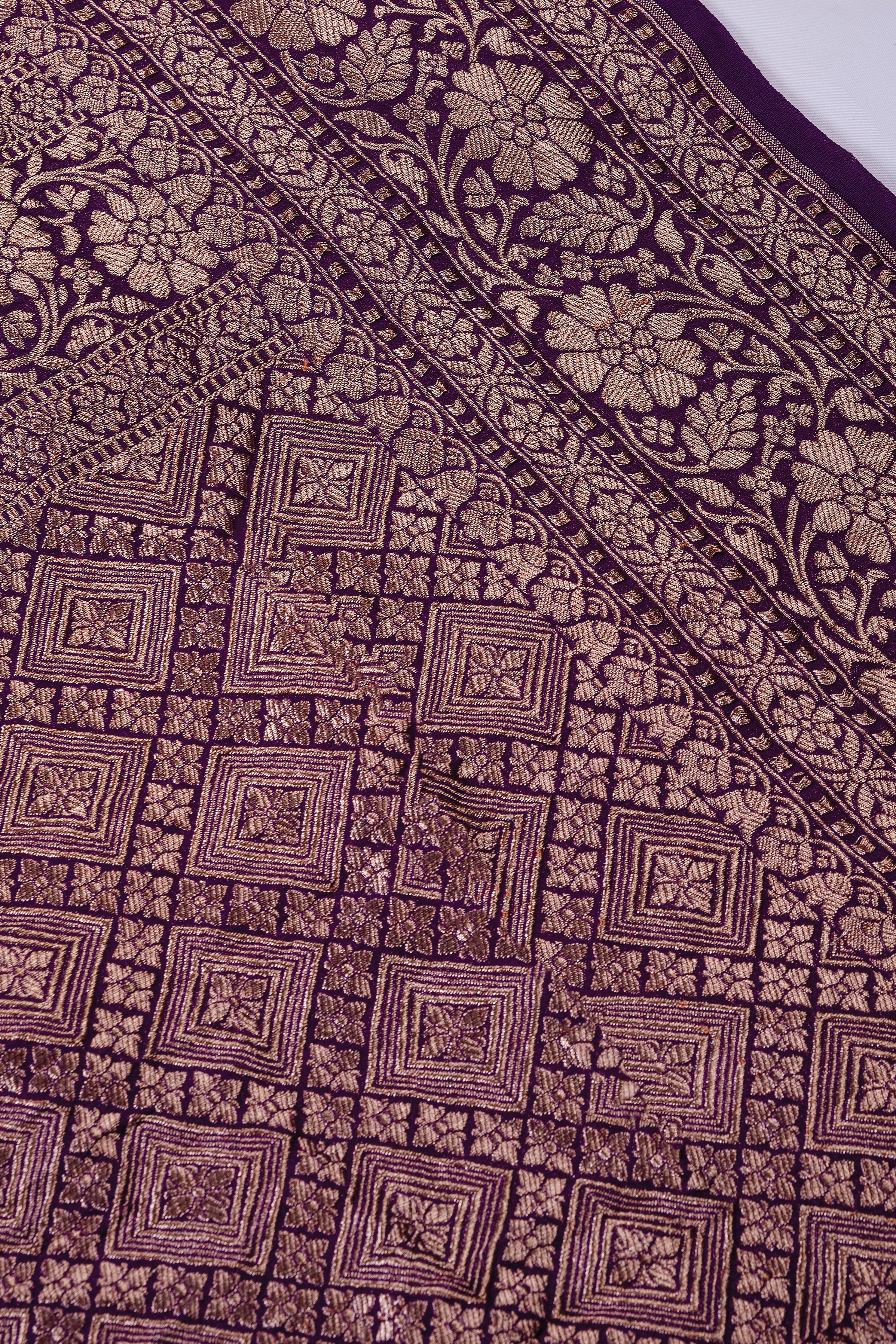 Purple Banaras Georgette Saree - Mokshaa