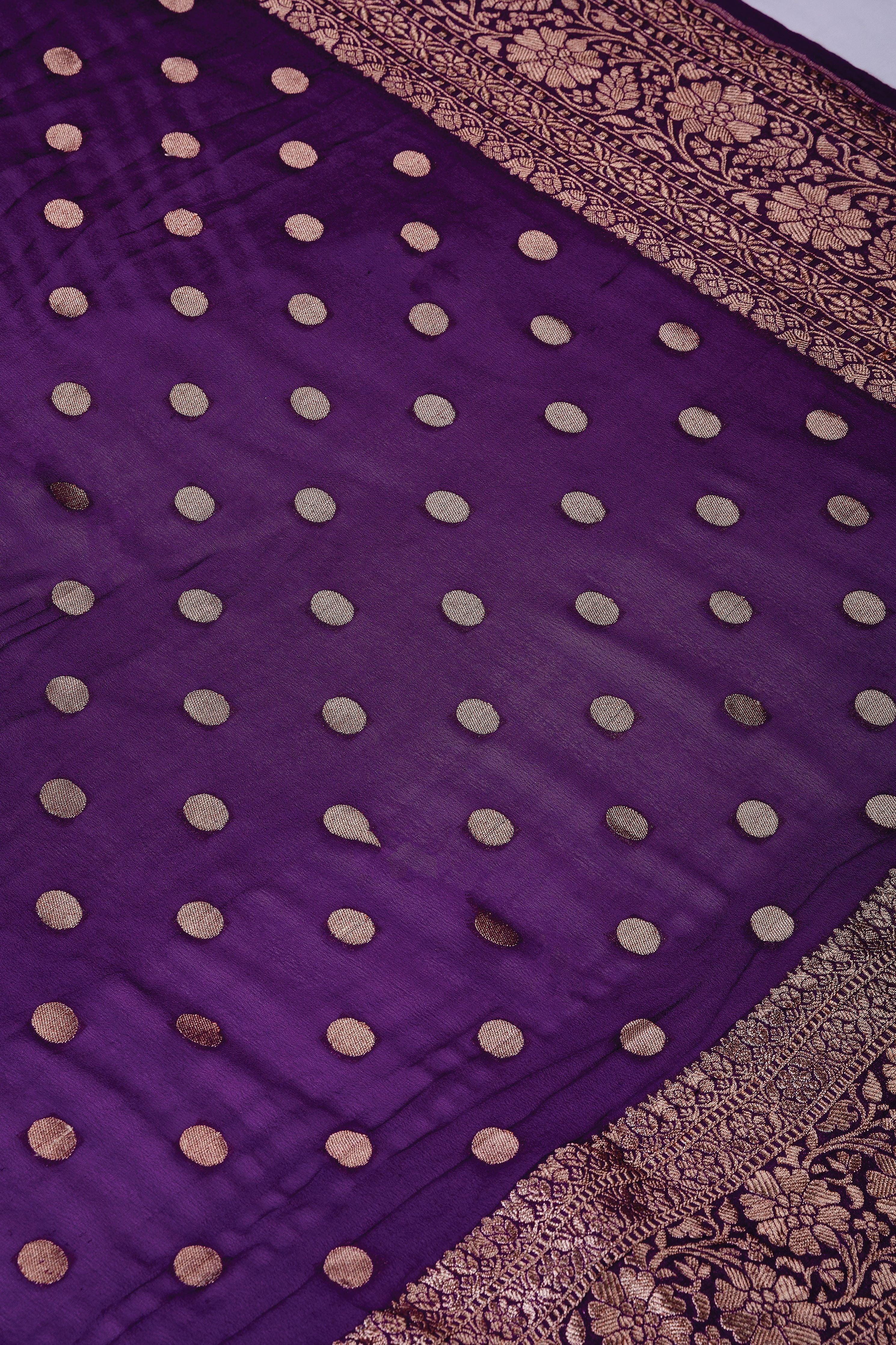 Purple Banaras Georgette Saree - Mokshaa