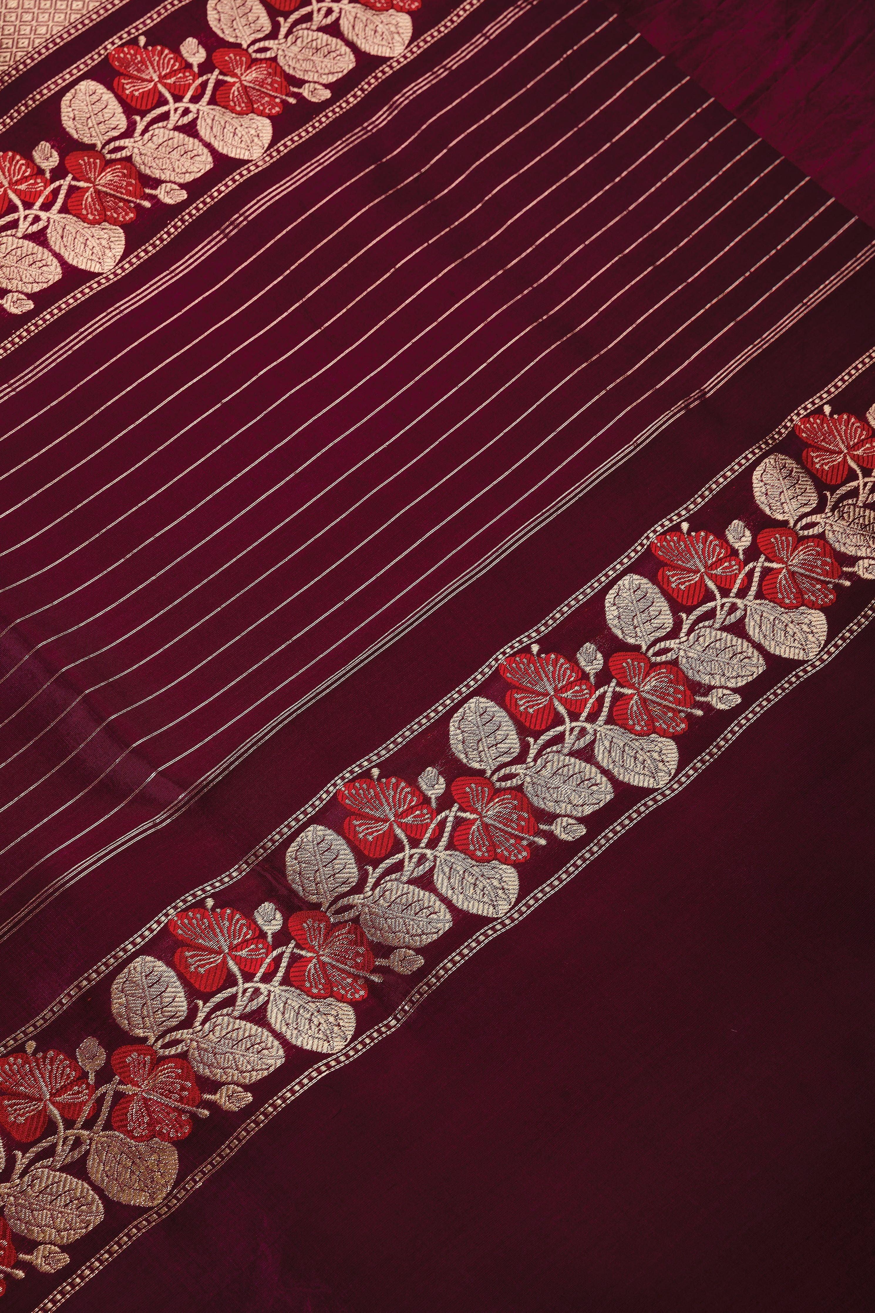 Champagne Silver Banaras Kora Tissue Saree - Mokshaa