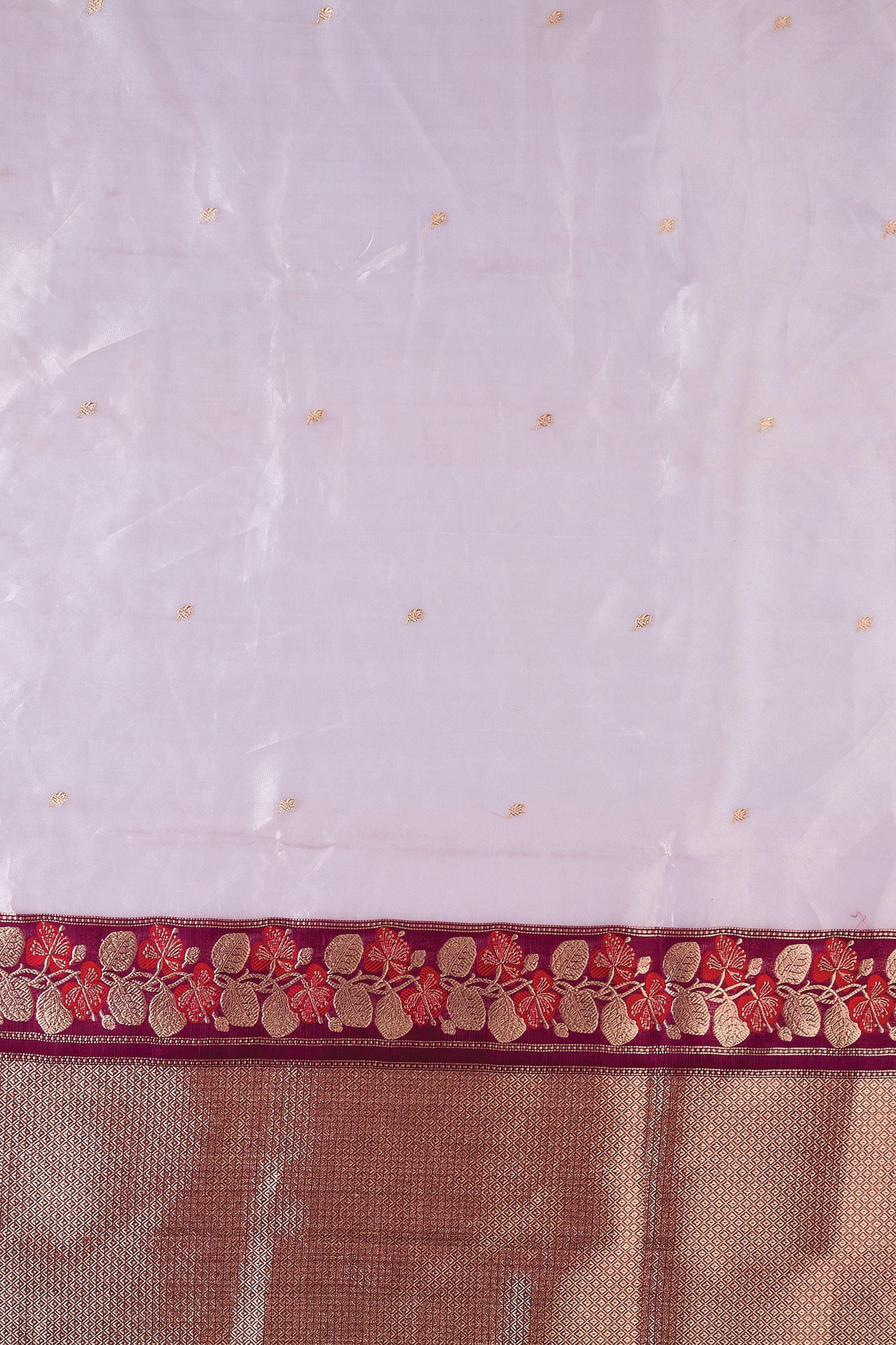 Champagne Silver Banaras Kora Tissue Saree - Mokshaa