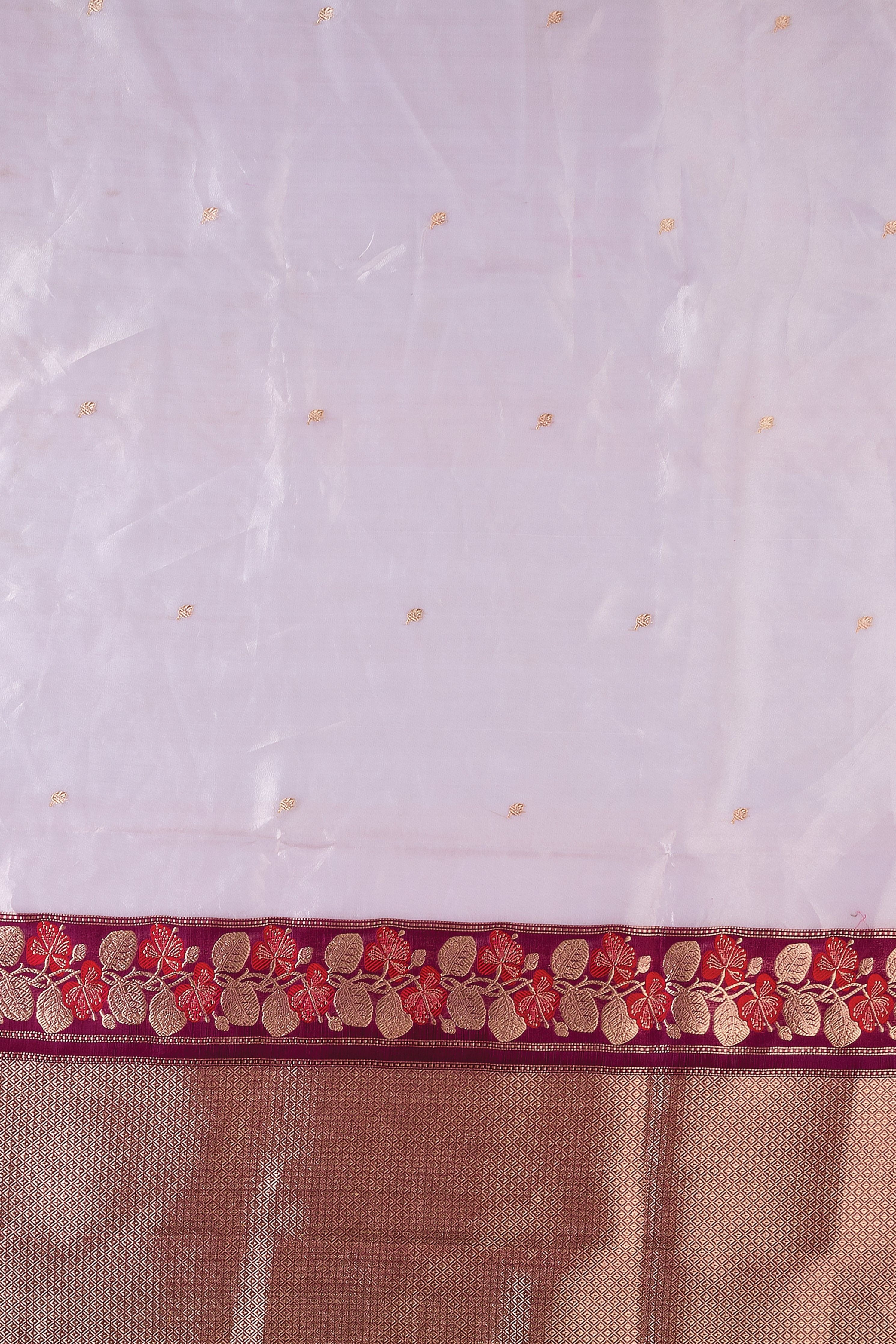 Champagne Silver Banaras Kora Tissue Saree - Mokshaa