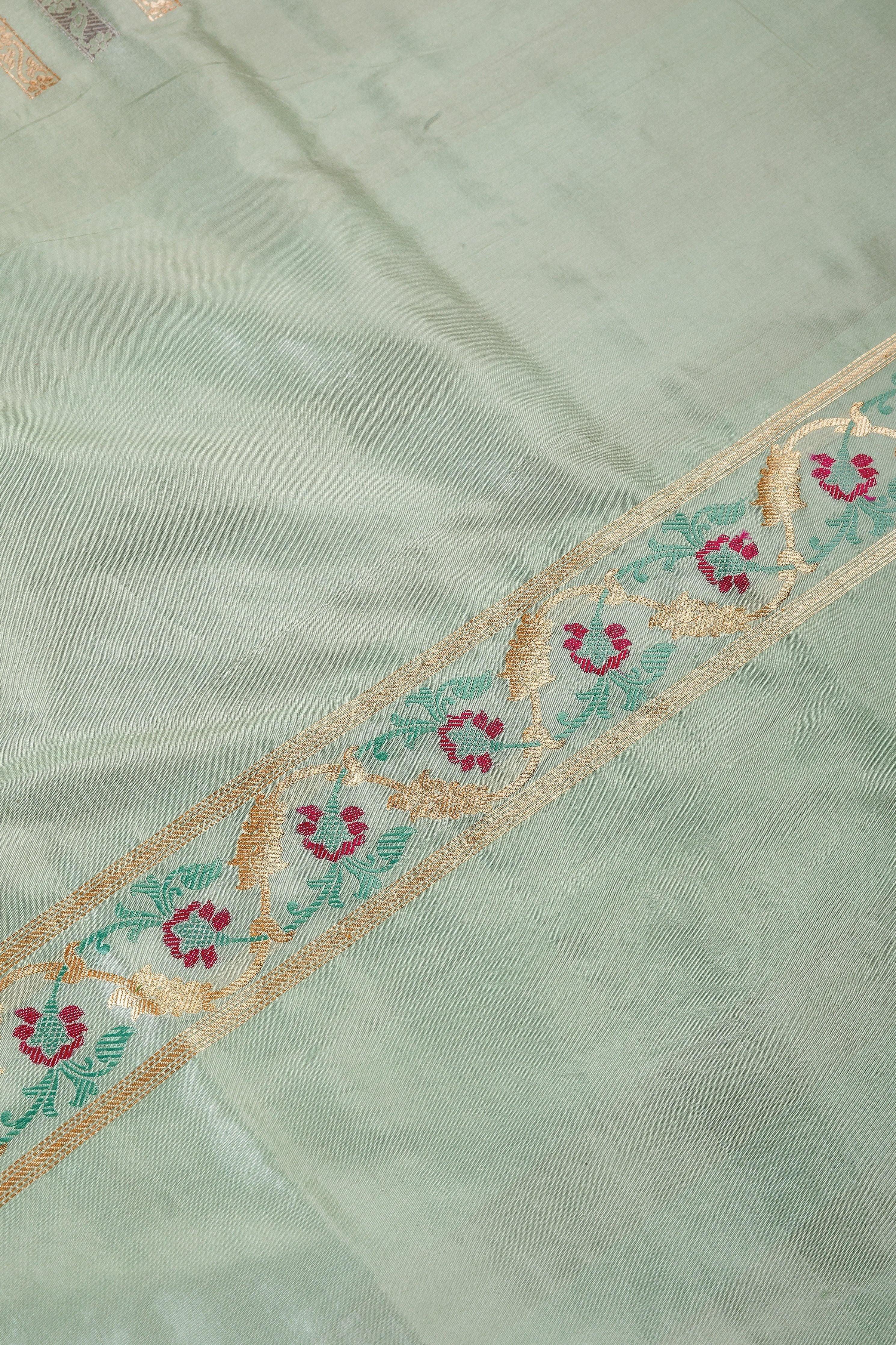 Pista Green Banaras Silk Saree - Mokshaa