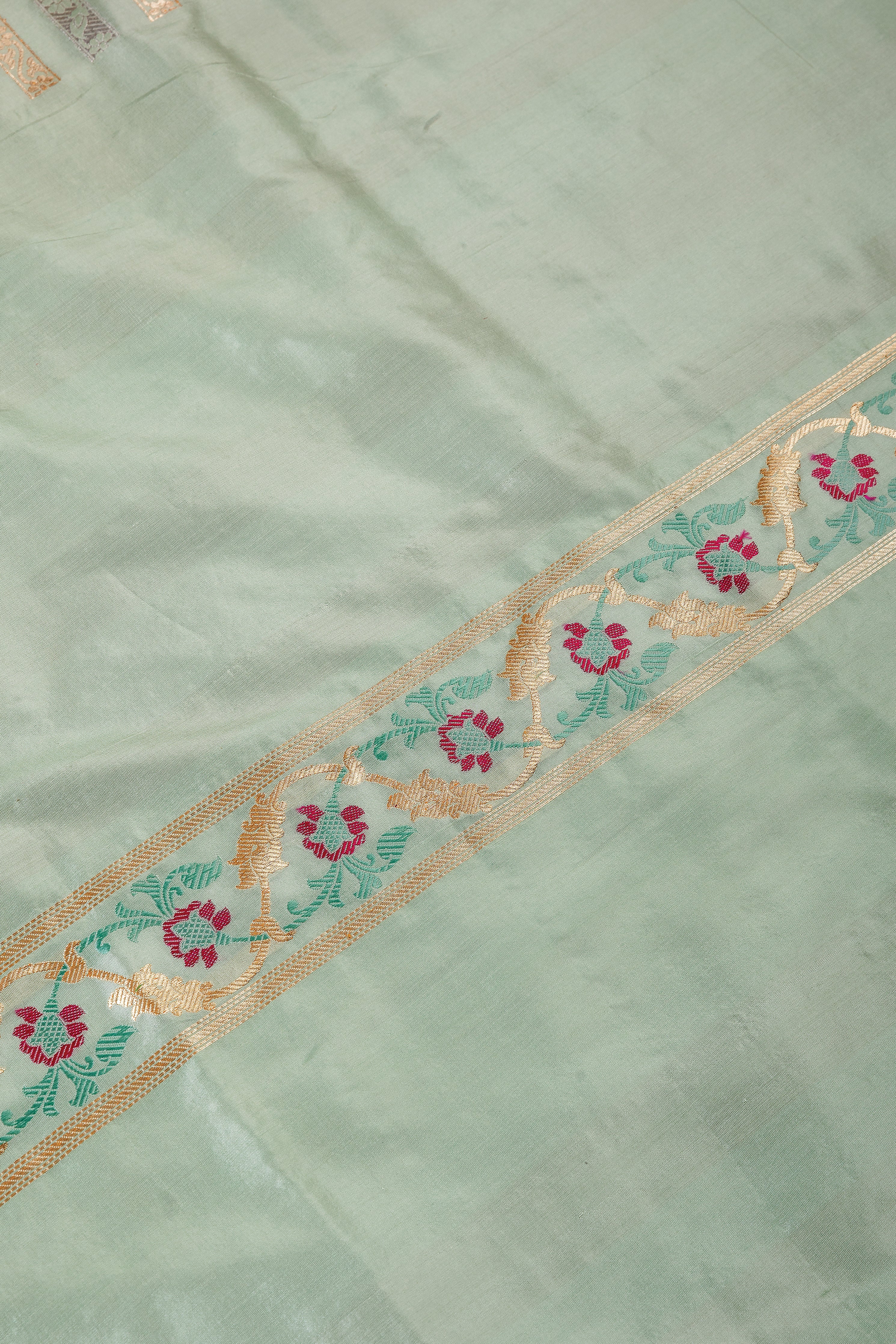 Pista green banaras silk saree