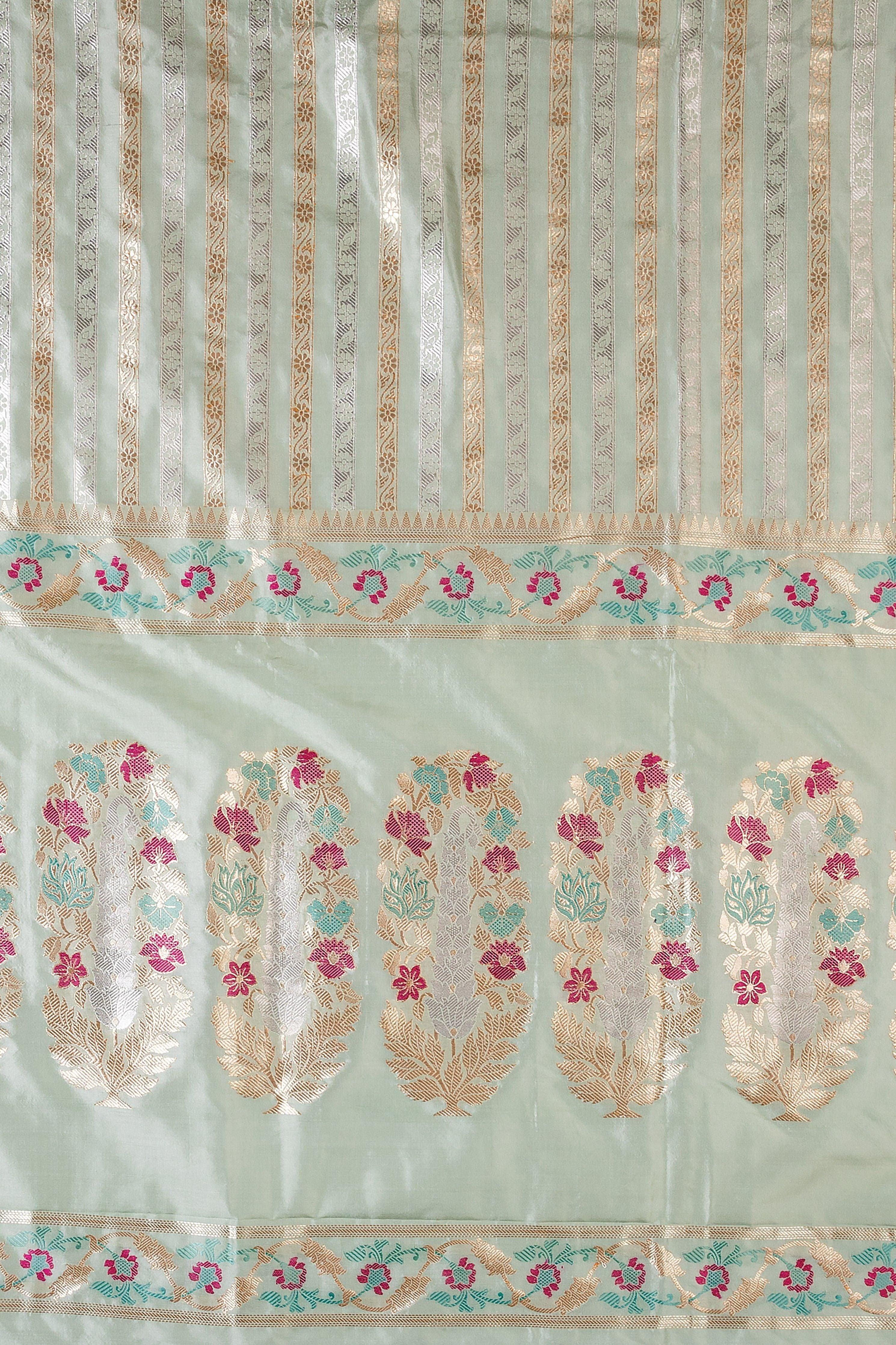 Pista Green Banaras Silk Saree - Mokshaa