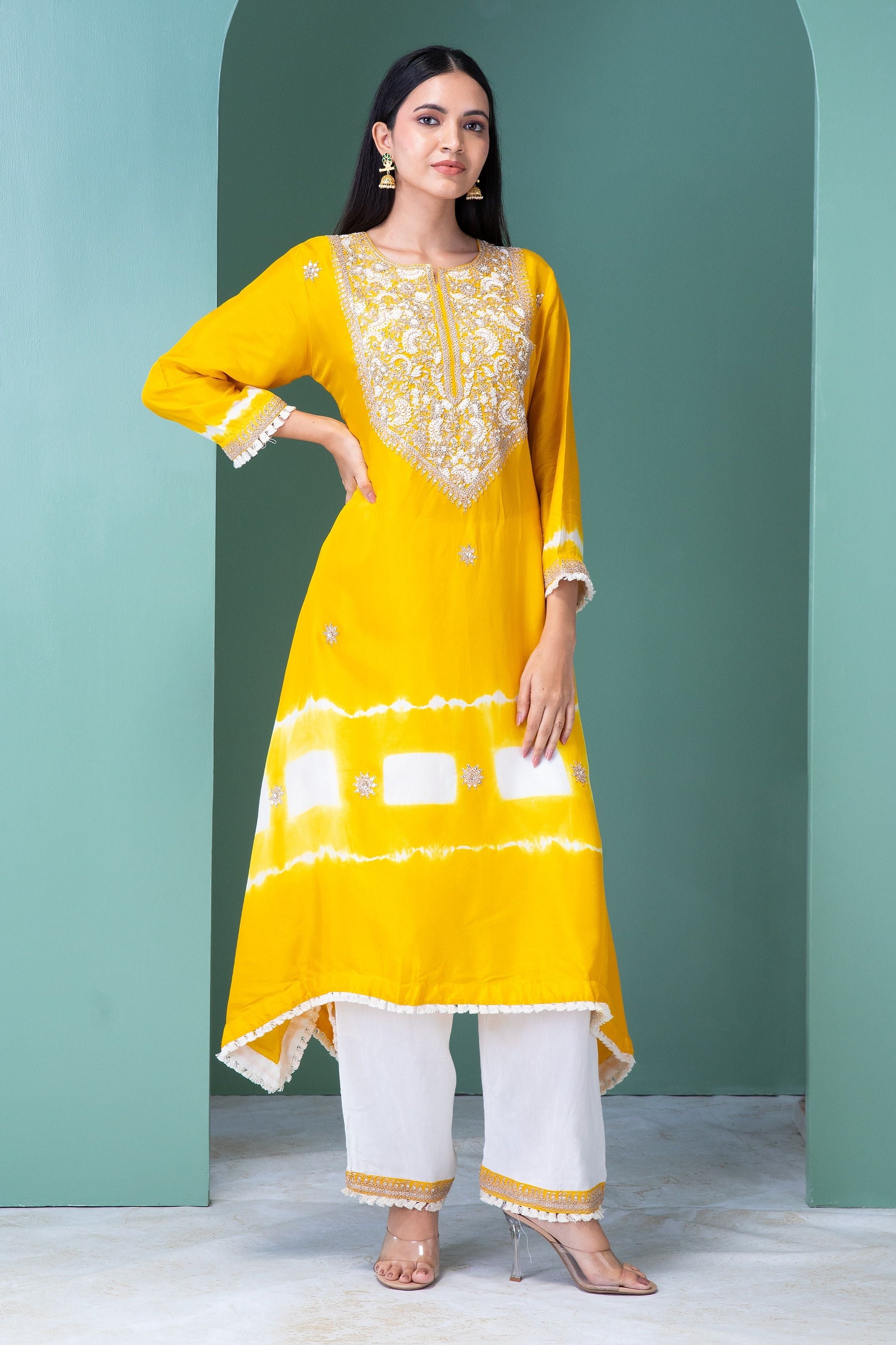 Sunshine Yellow Silk Kurta Set - Mokshaa