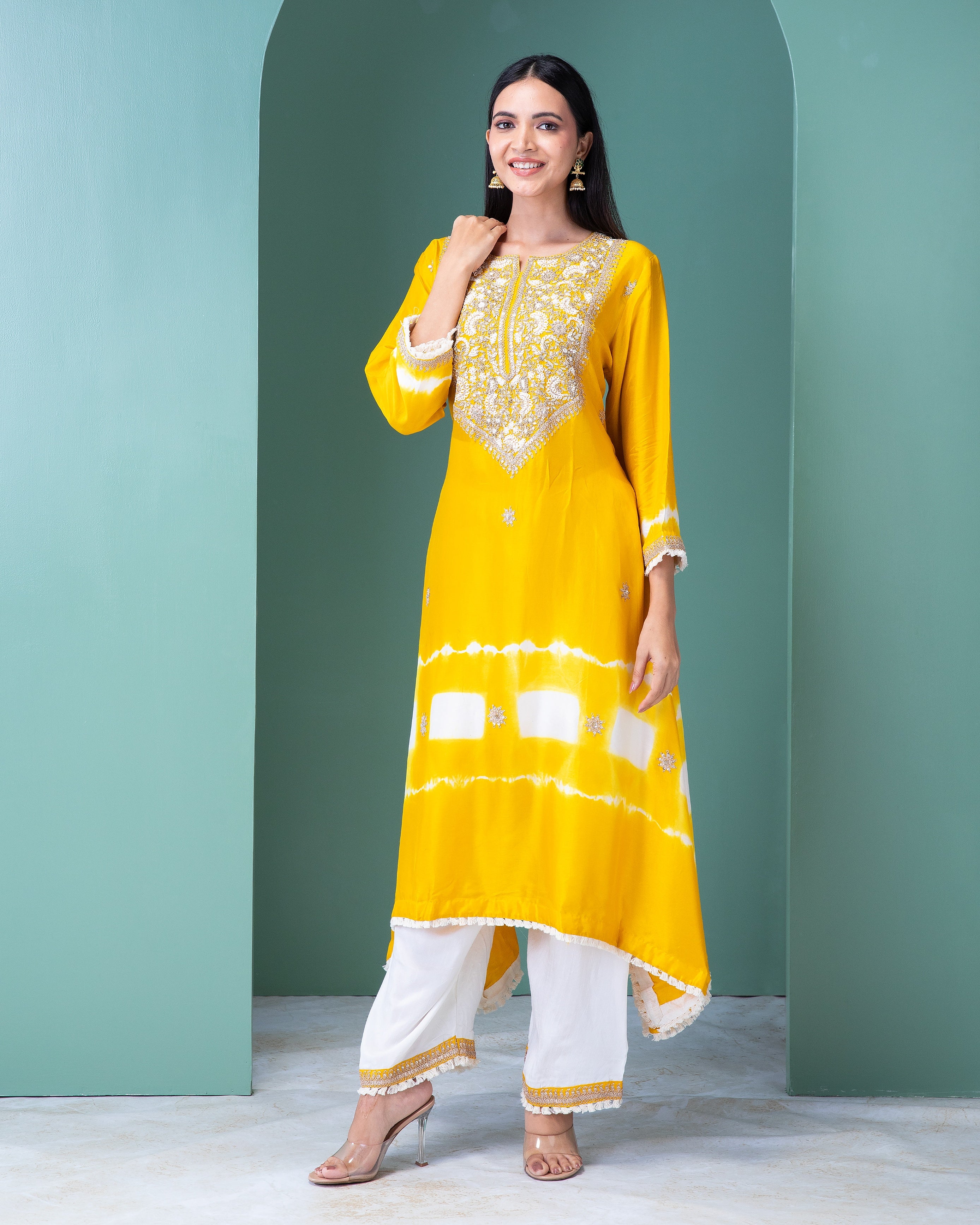 Sunshine Yellow Silk Kurta Set - Mokshaa