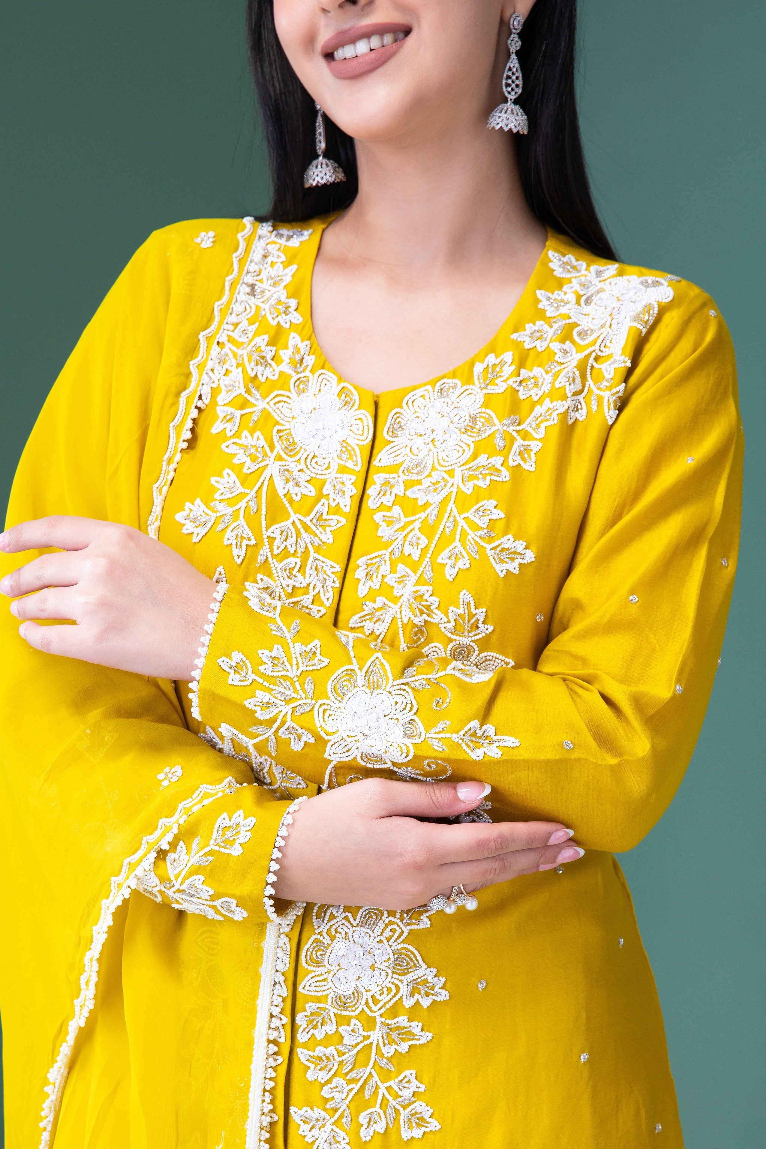 Yellow Silk Sharara Set - Mokshaa