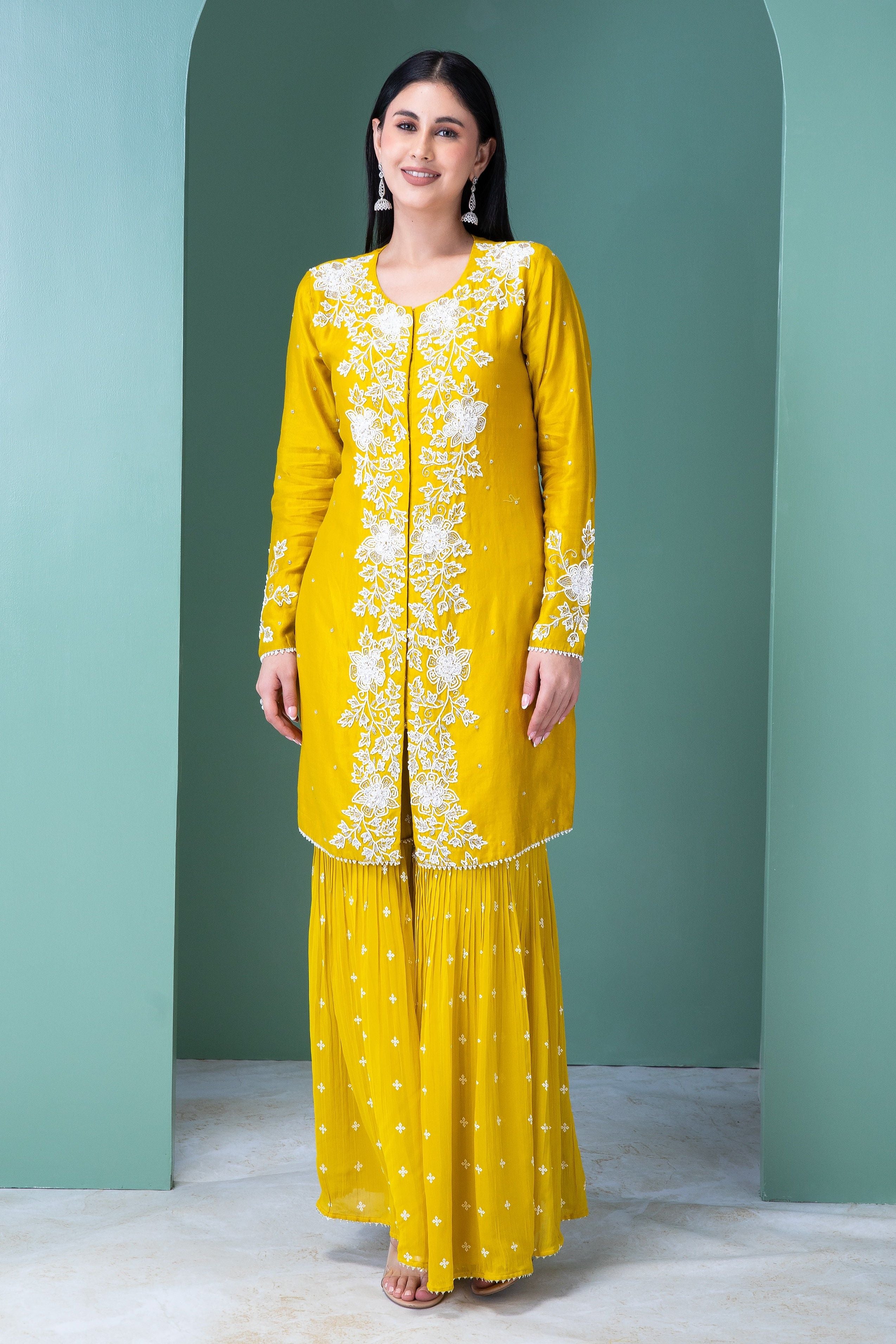 Yellow Silk Sharara Set - Mokshaa