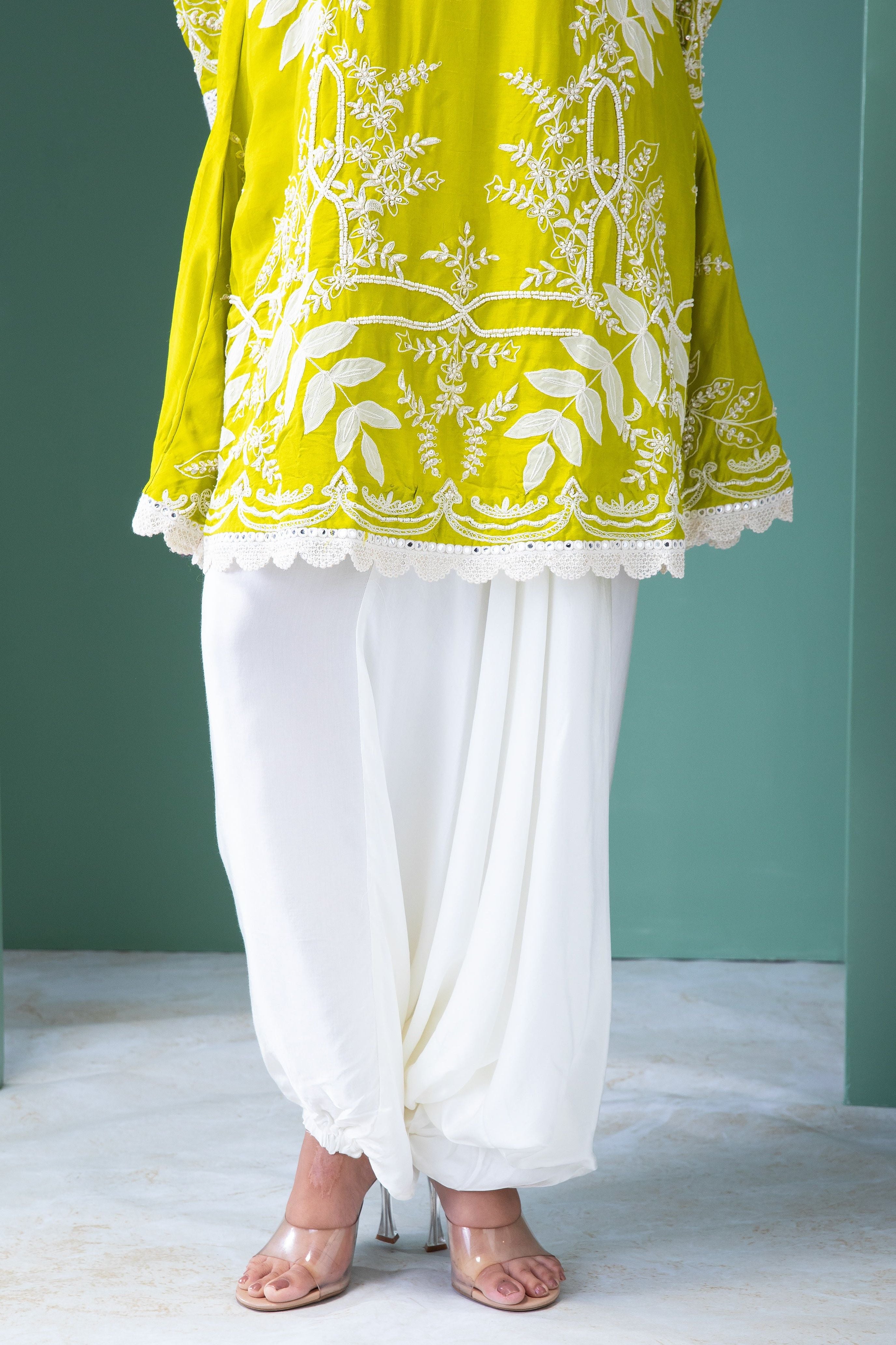 Lime green Indo-Western Set - Mokshaa