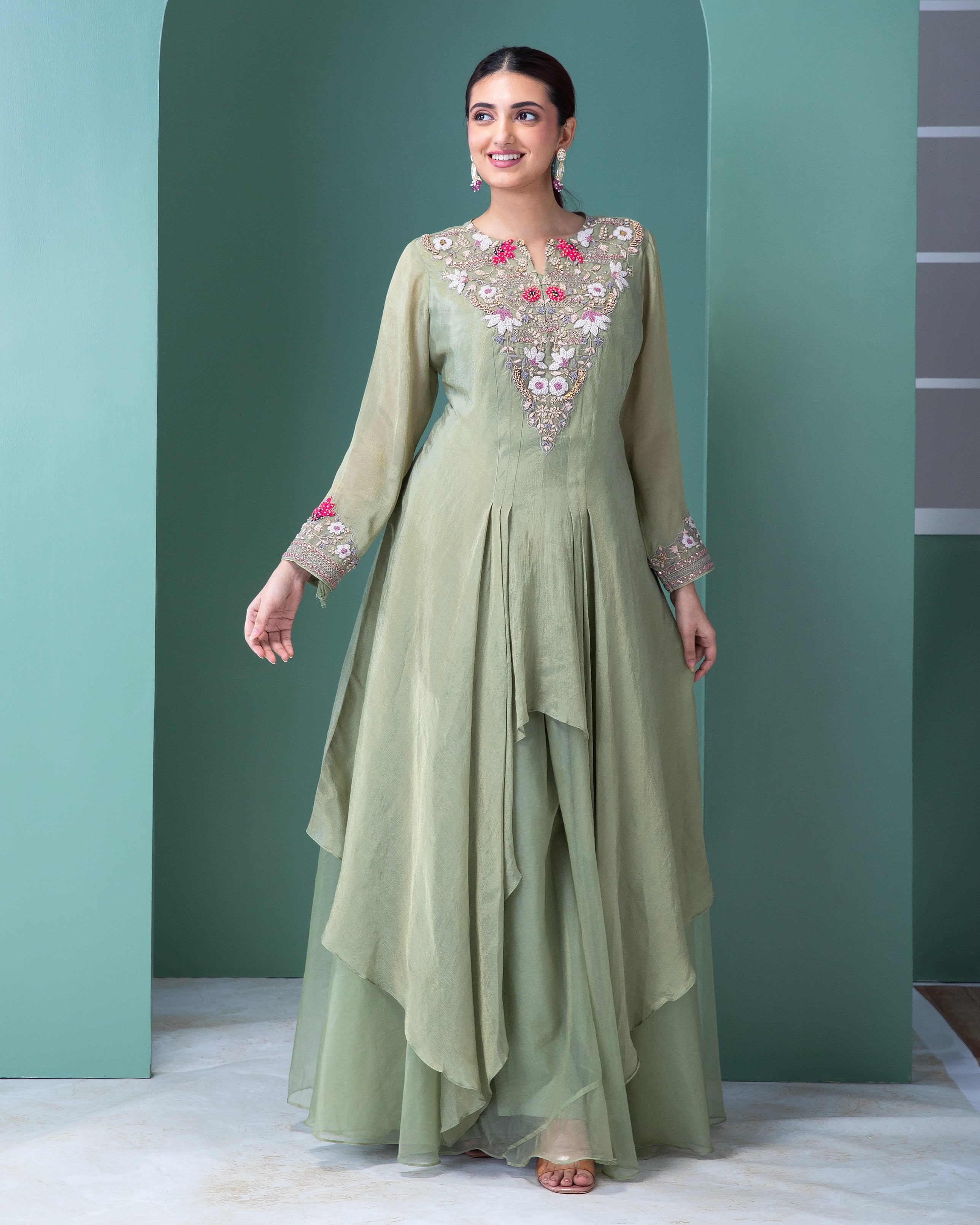 Sage Green Anarkali Set