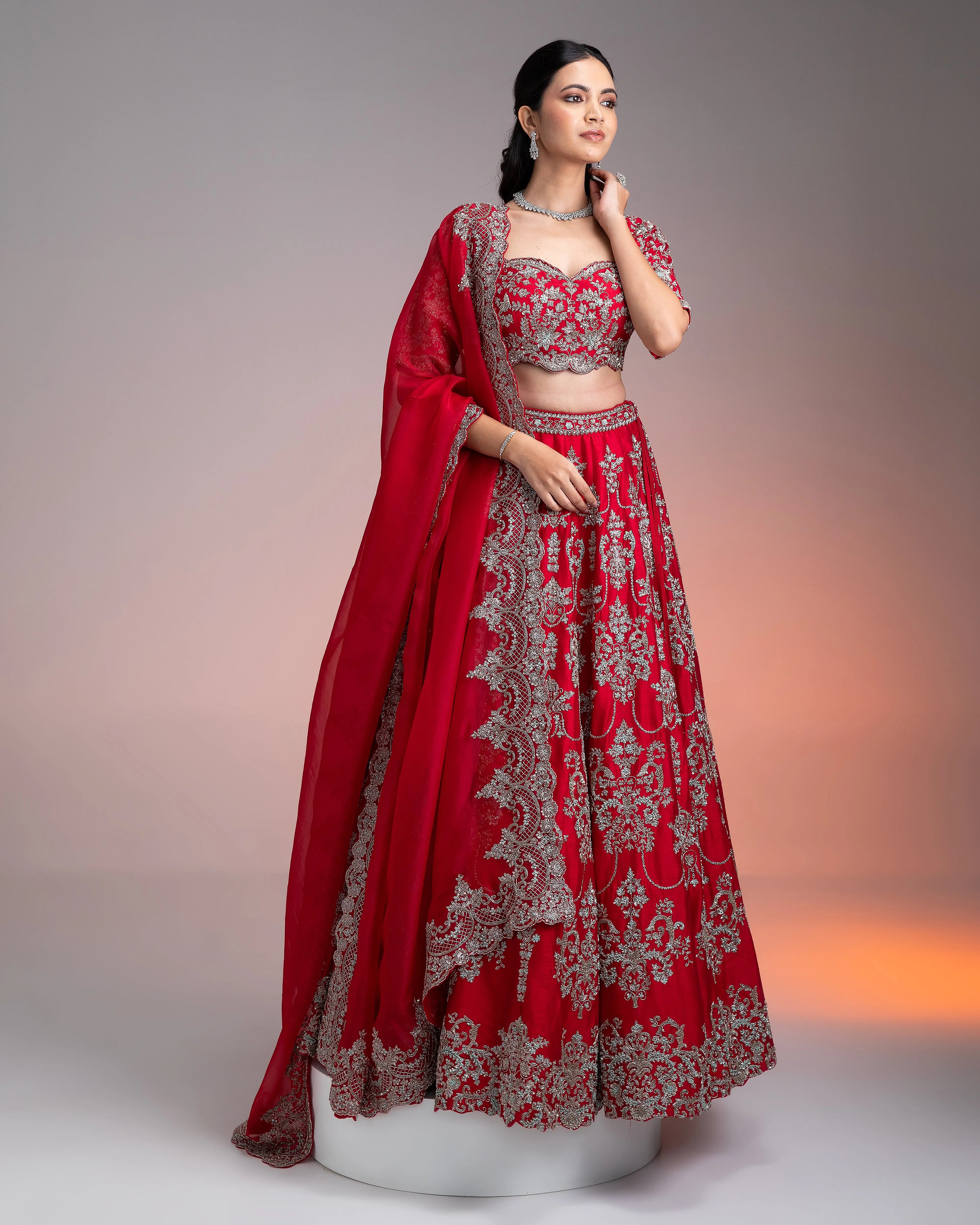 Red Silk Lehenga Set聽 Mokshaa