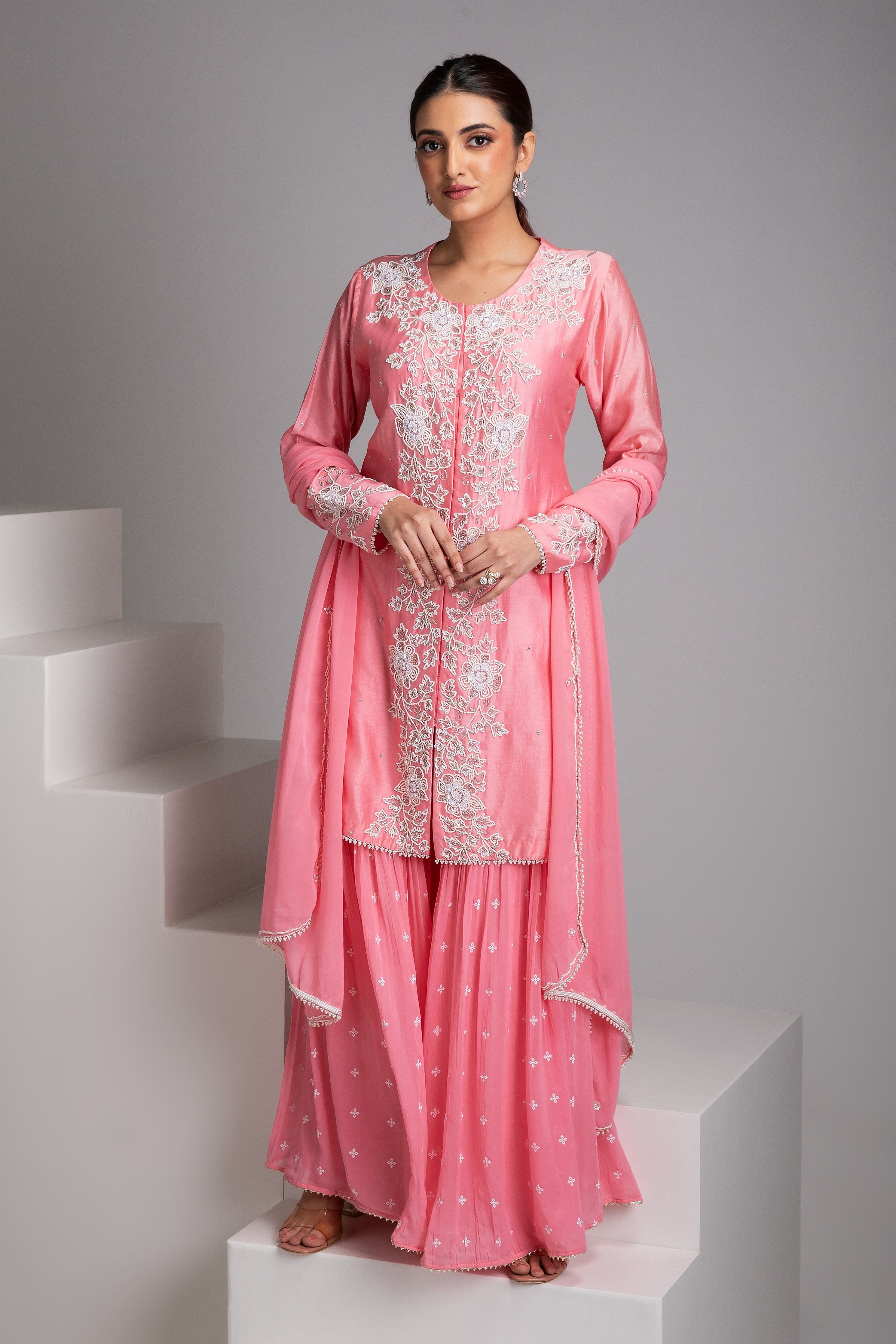 Blush Pink Sharara Set - Mokshaa