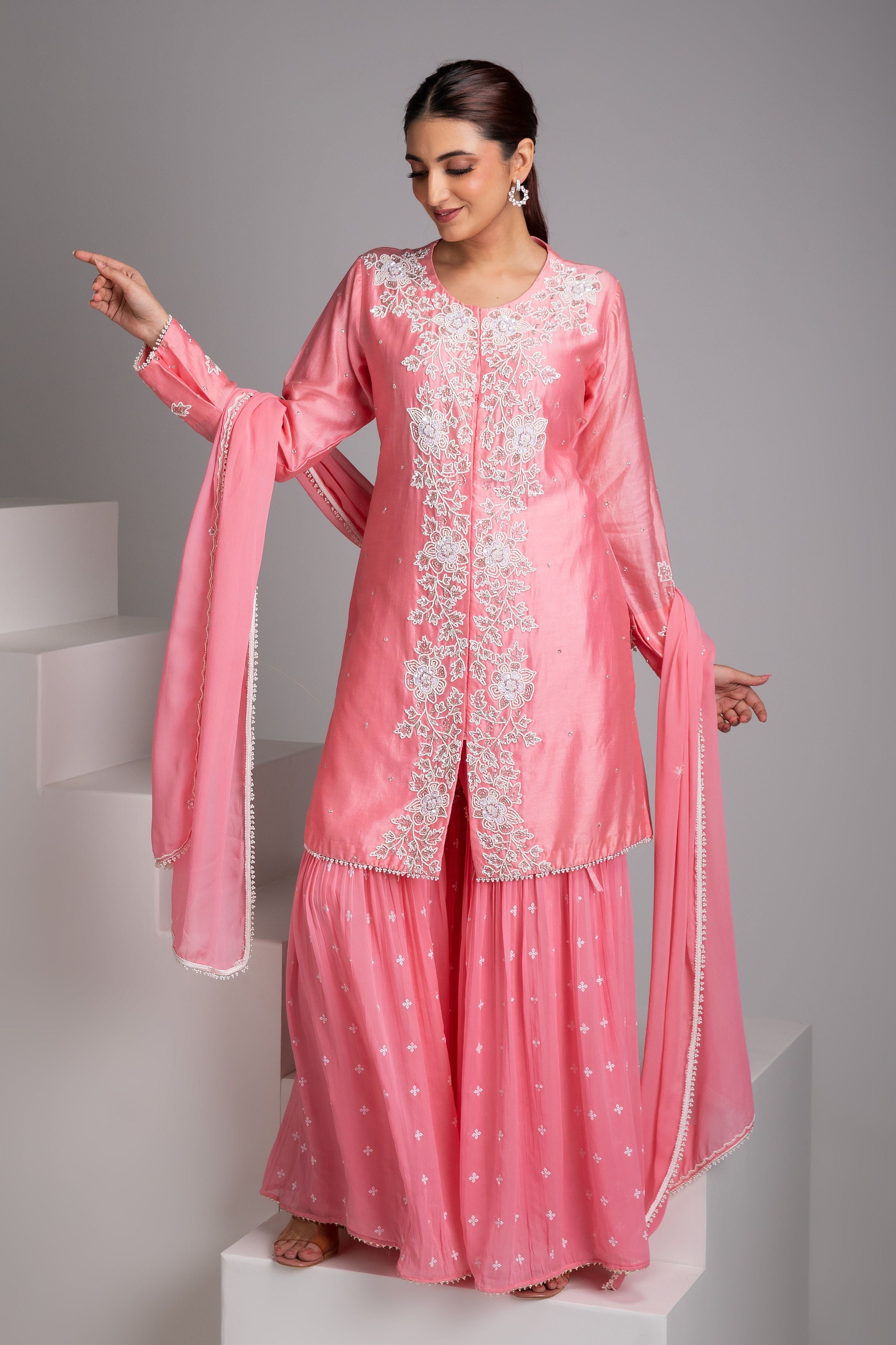 Blush Pink Sharara Set - Mokshaa