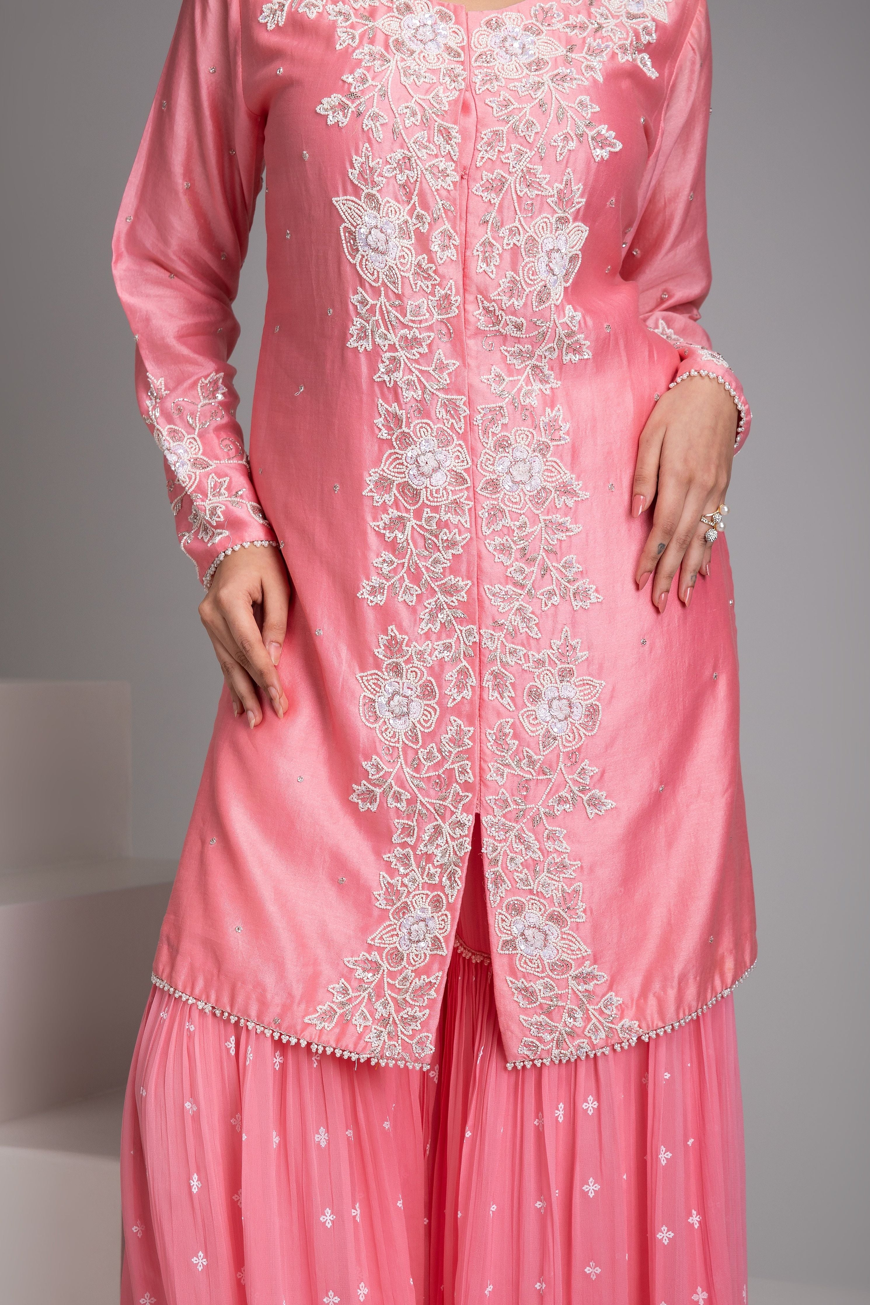 Blush Pink Sharara Set - Mokshaa