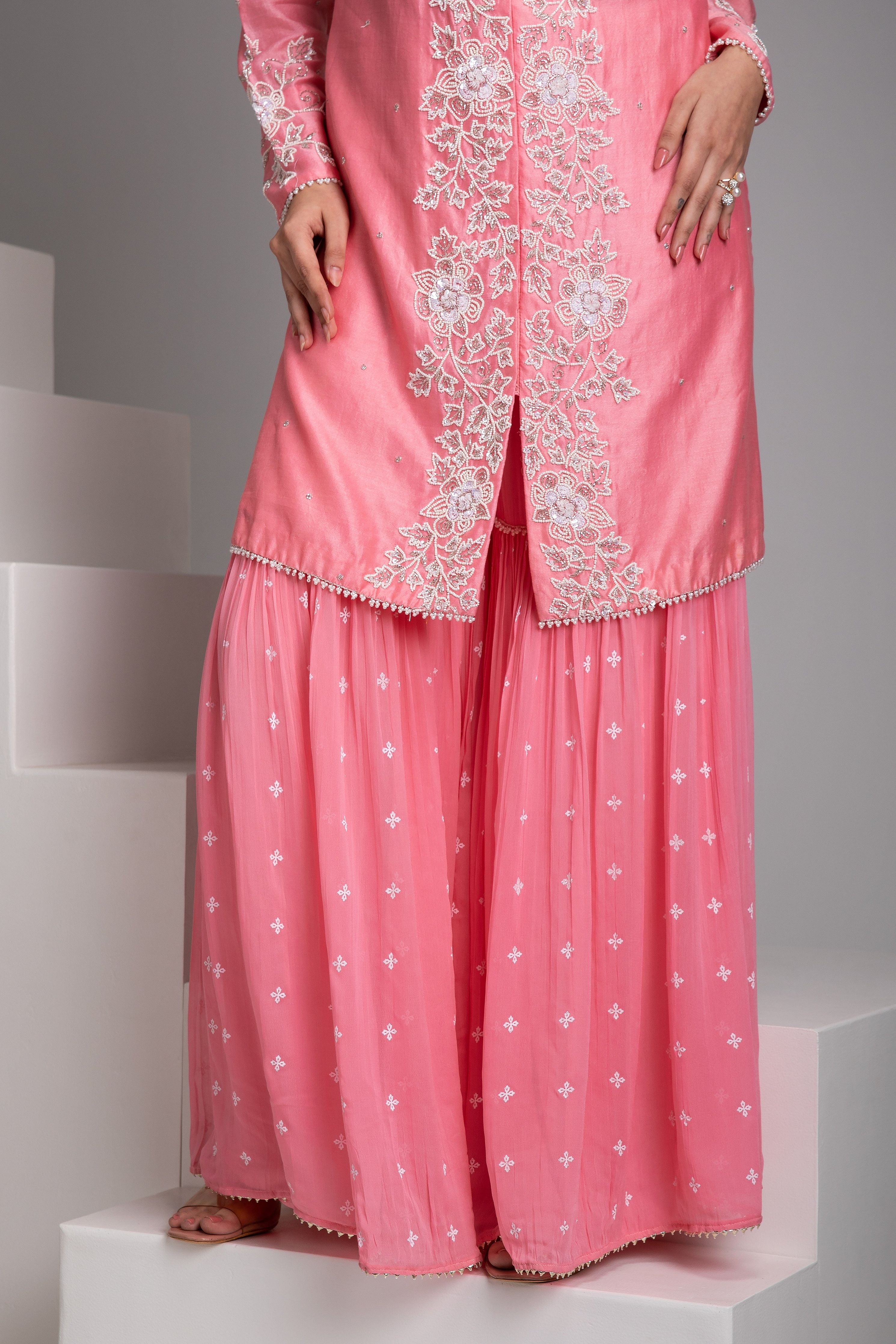 Blush Pink Sharara Set - Mokshaa