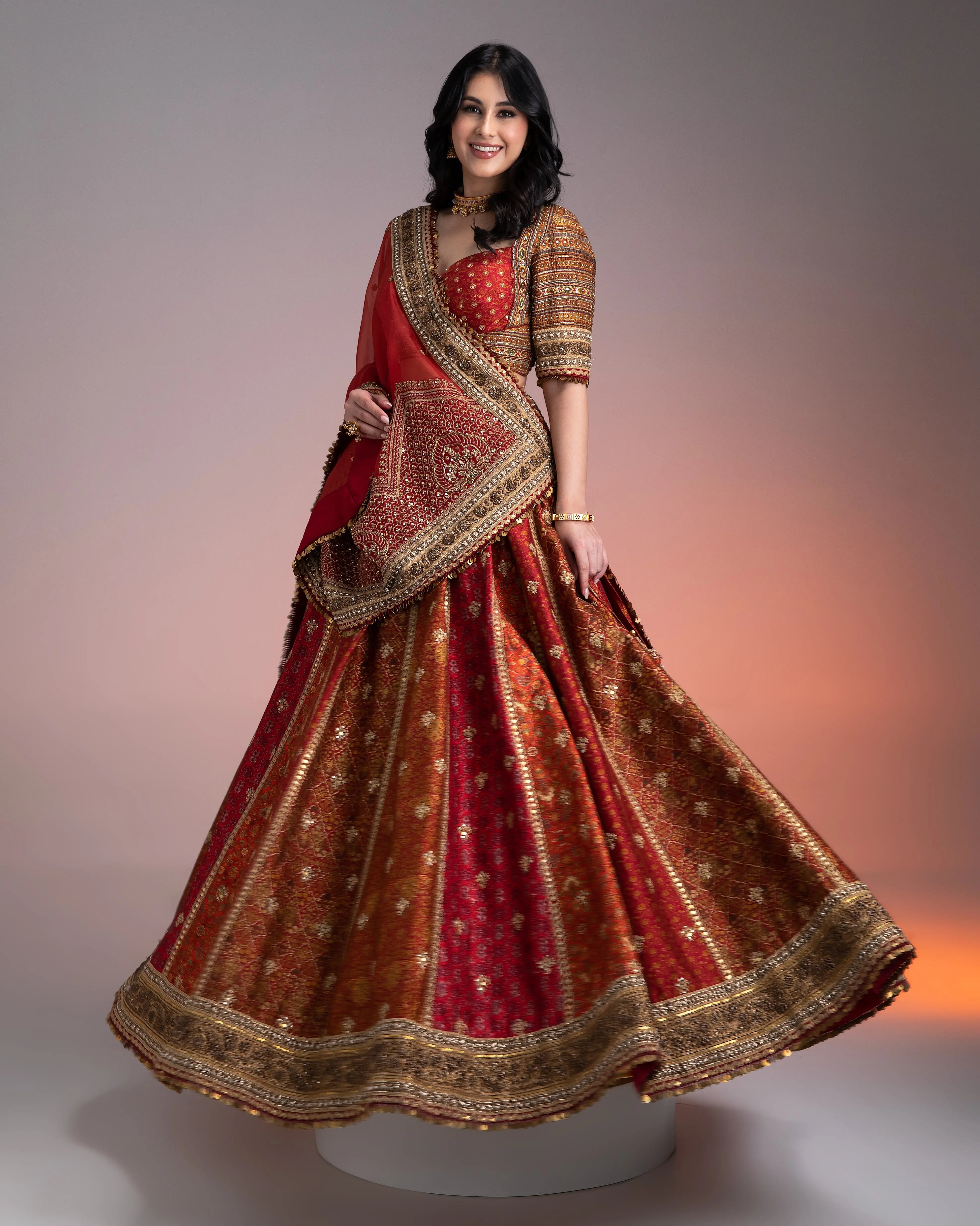 Maroon Printed Lehenga Set聽 Mokshaa