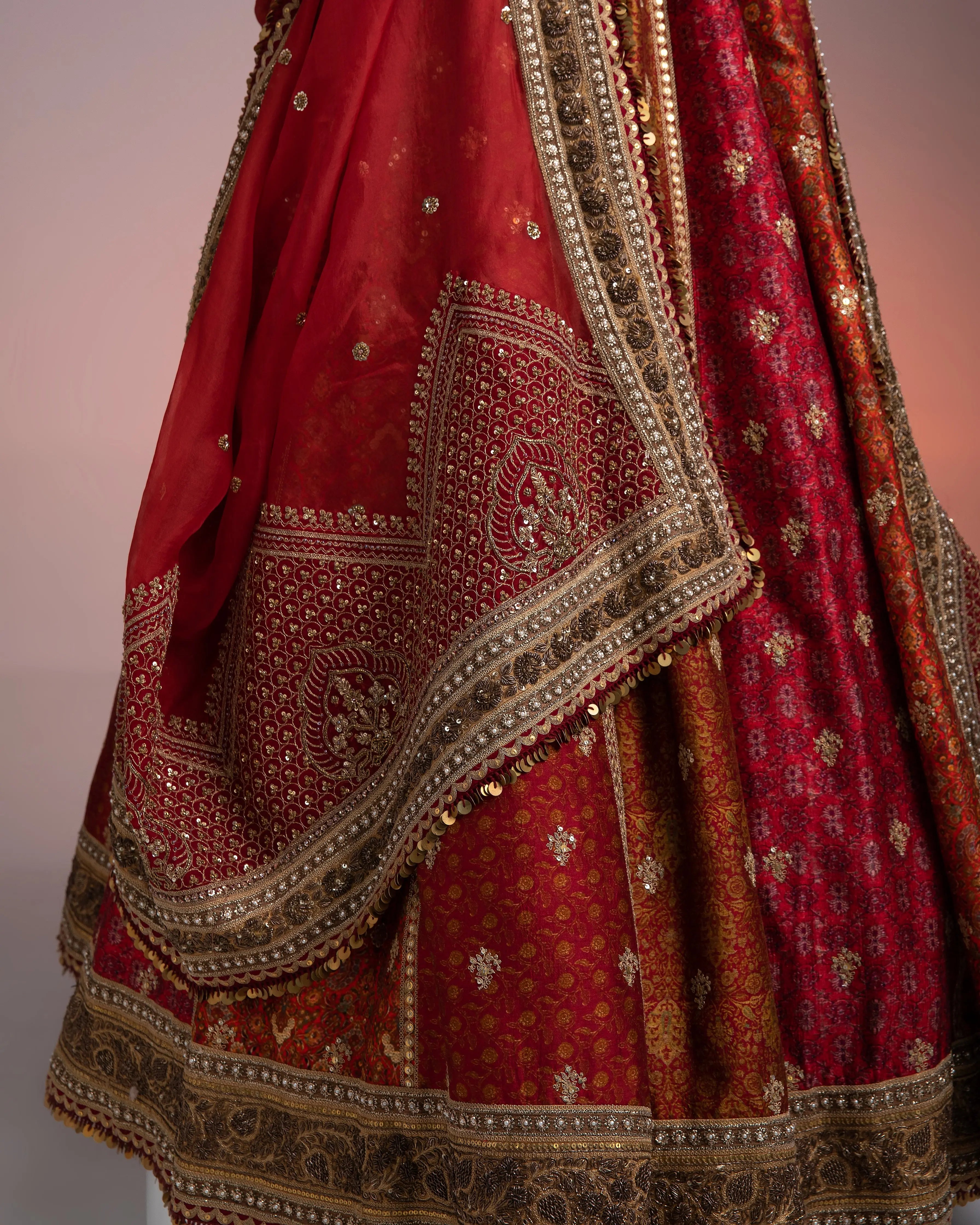 Maroon Printed Lehenga Set聽 Mokshaa