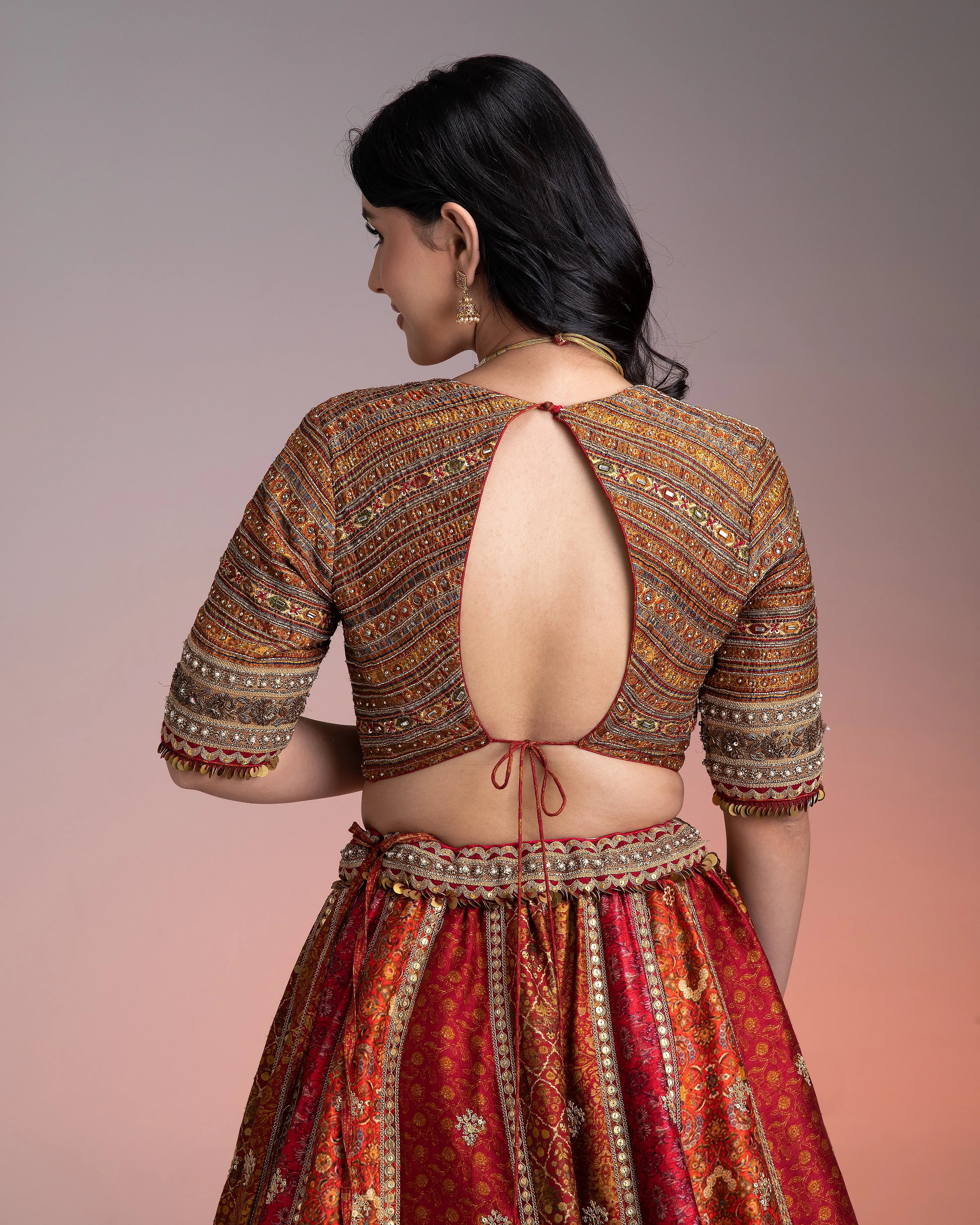 Maroon Printed Lehenga Set聽 Mokshaa