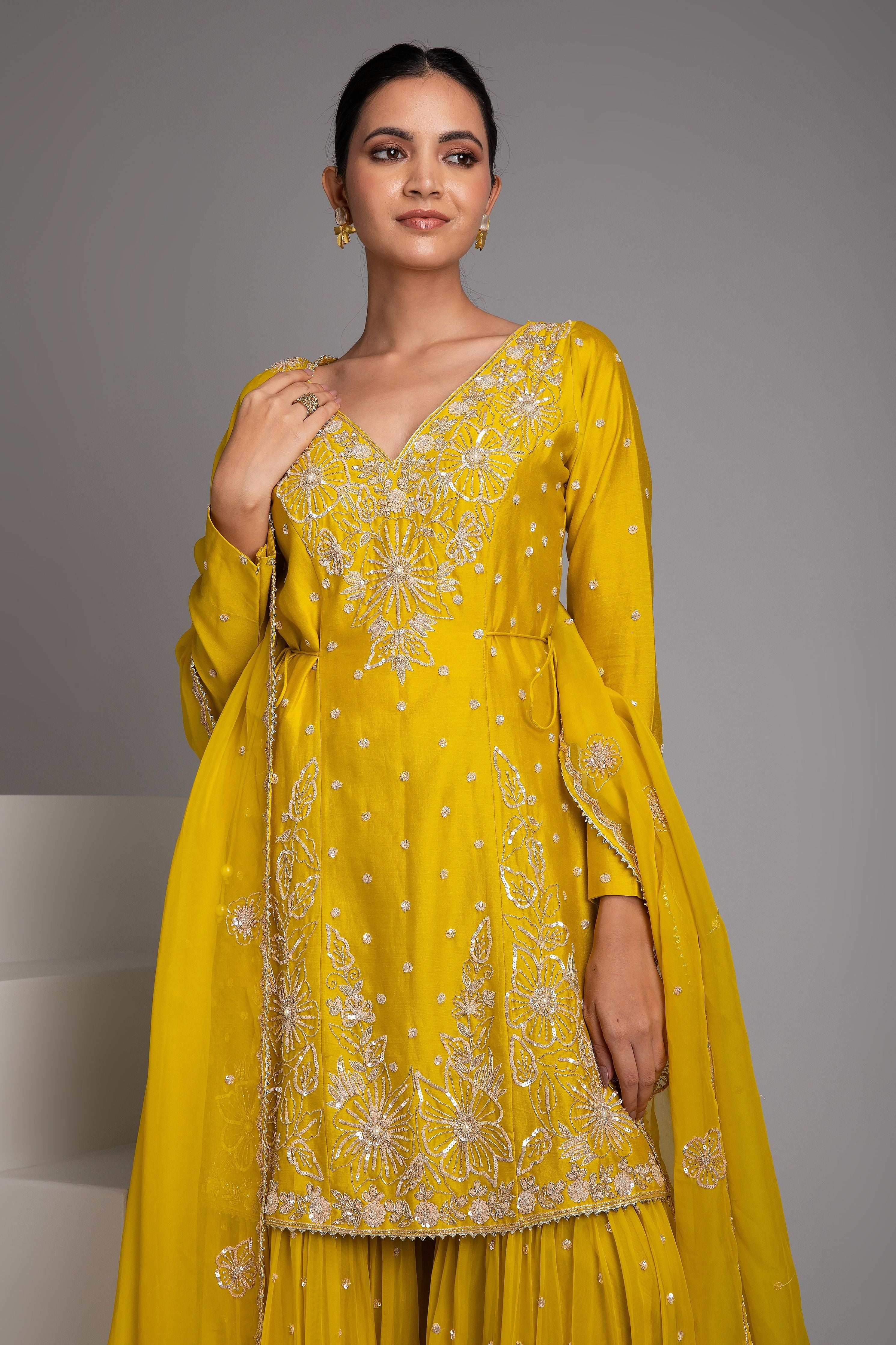 Sunshine Yellow Sharara Set - Mokshaa