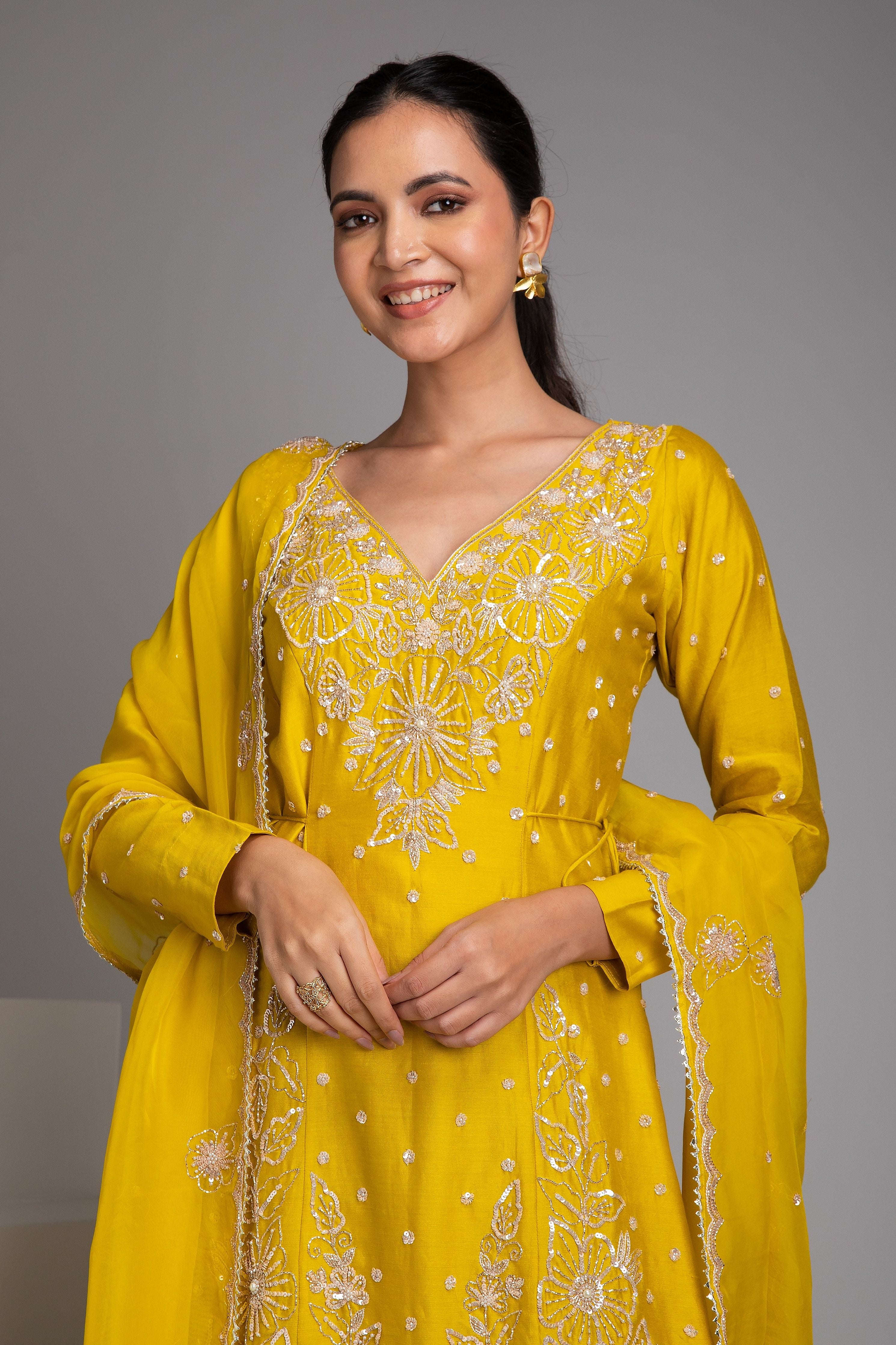 Sunshine Yellow Sharara Set - Mokshaa