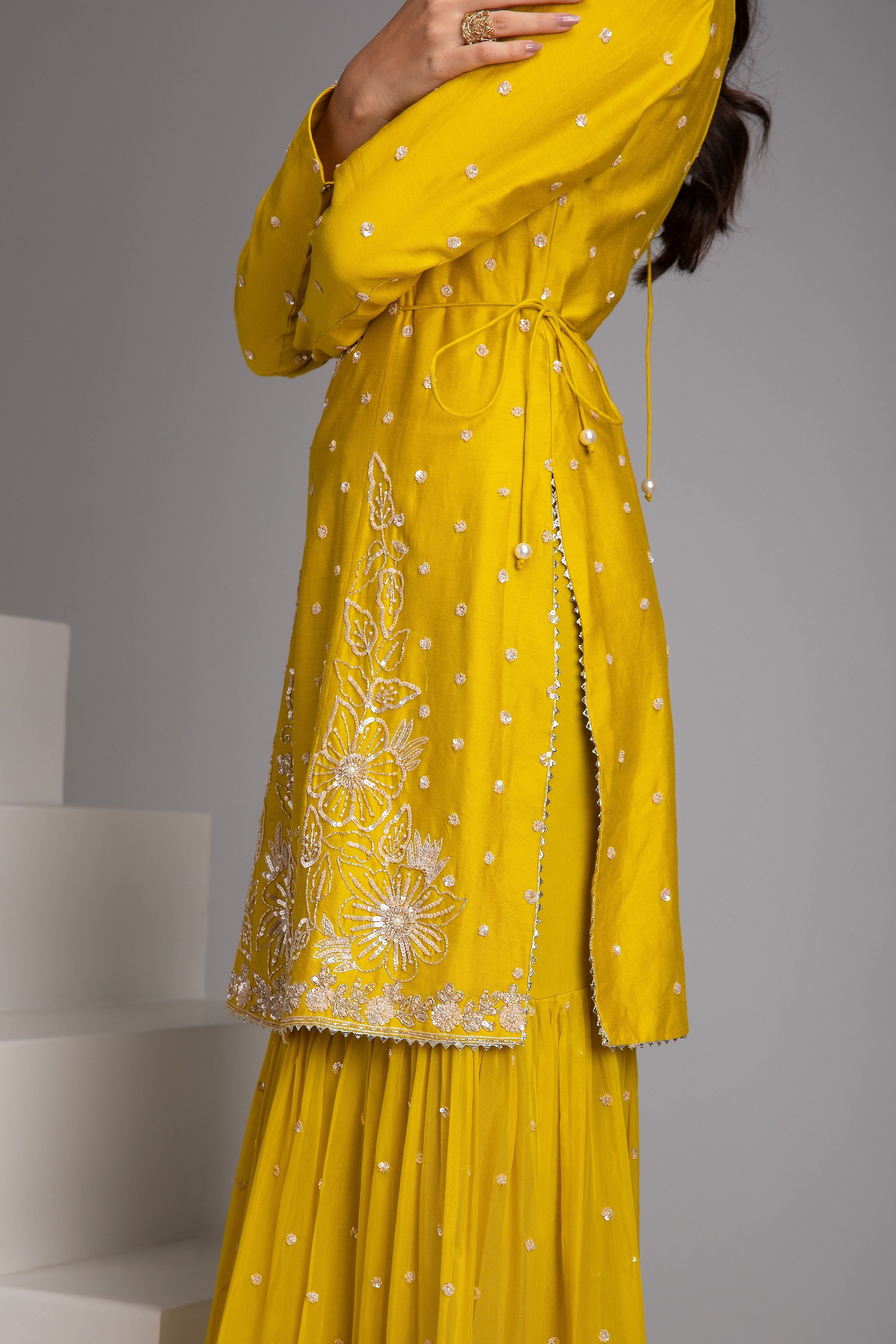 Sunshine Yellow Sharara Set - Mokshaa