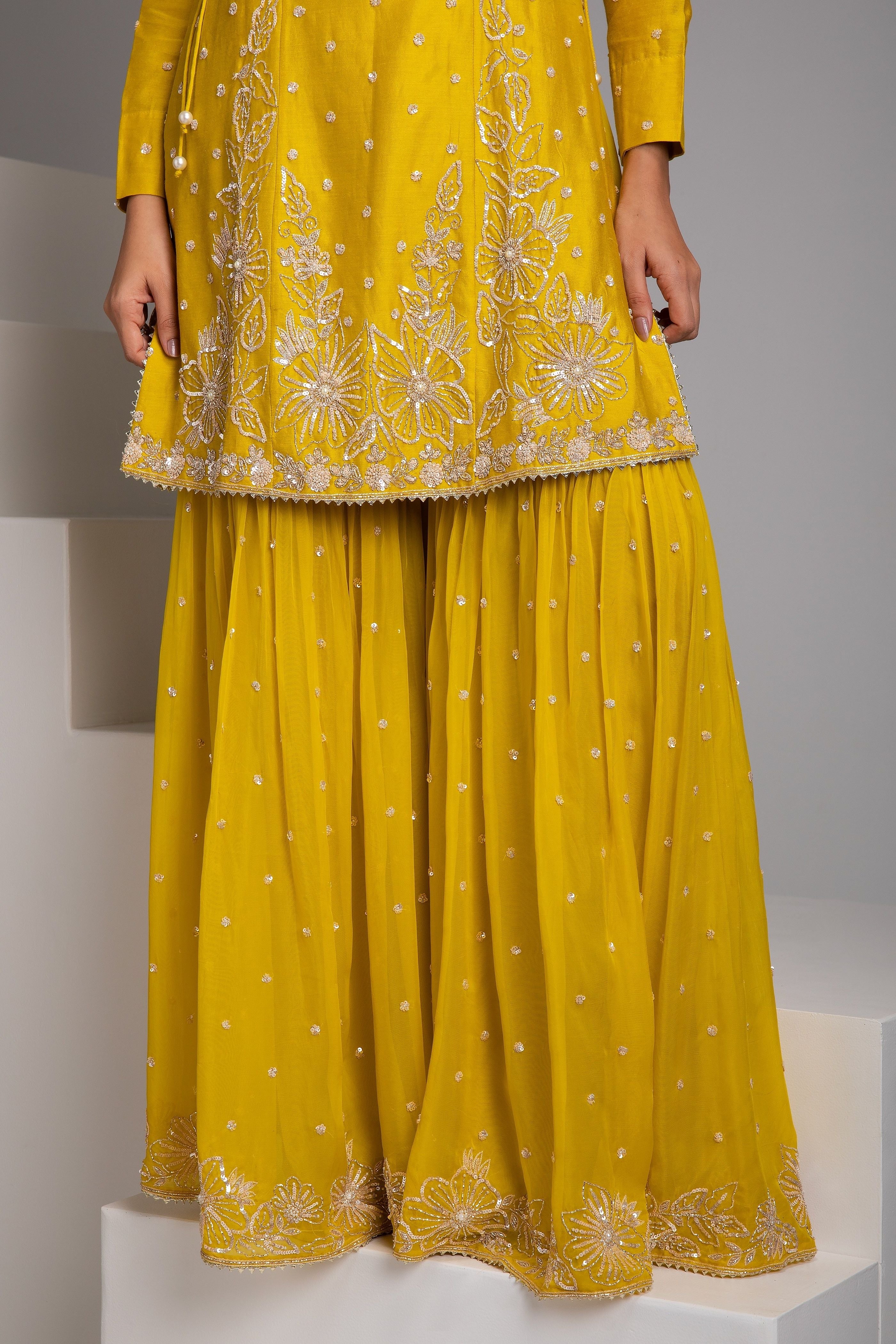 Sunshine Yellow Sharara Set - Mokshaa