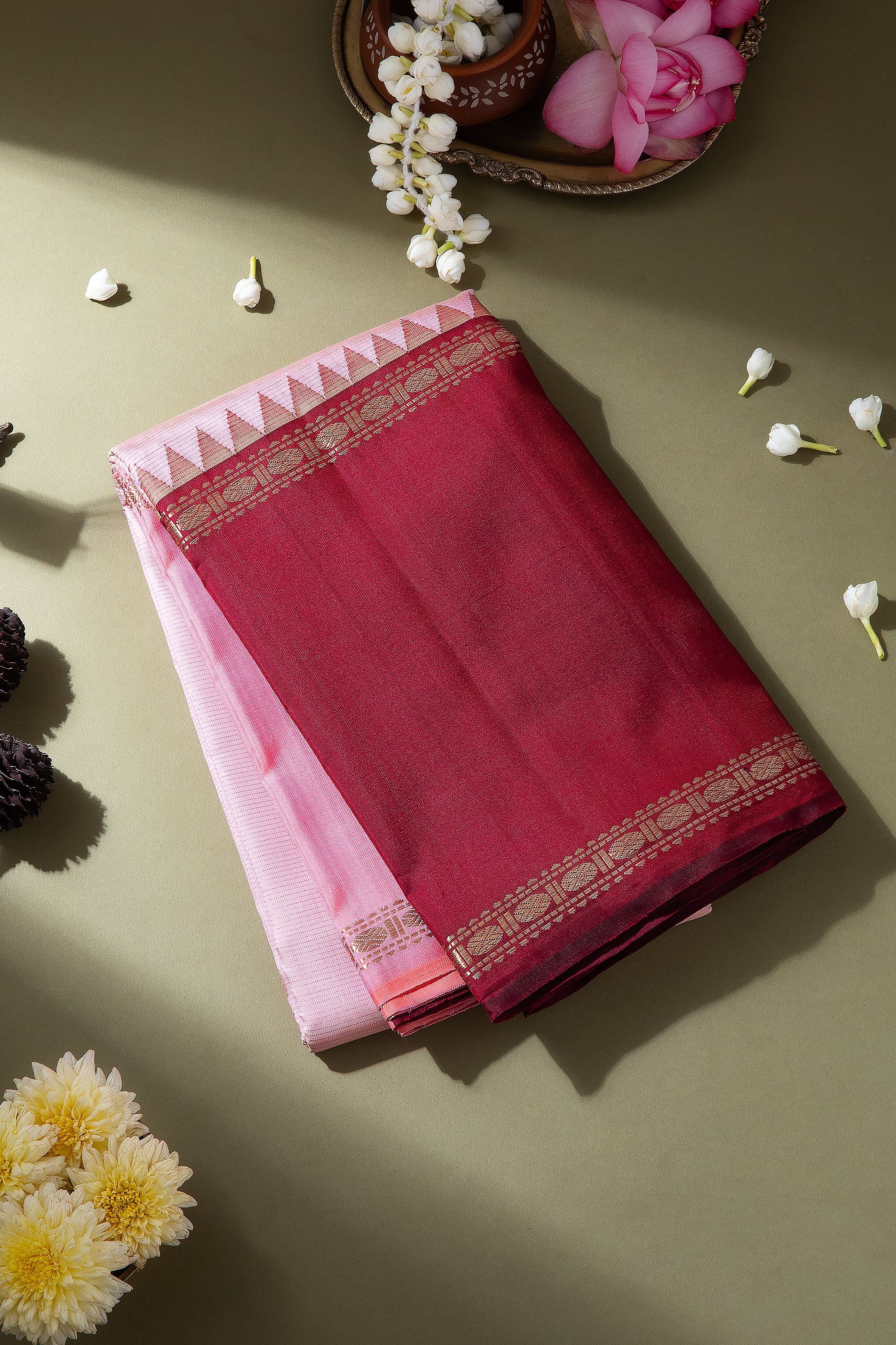 Pink Kanchipuram Silk Saree - Mokshaa