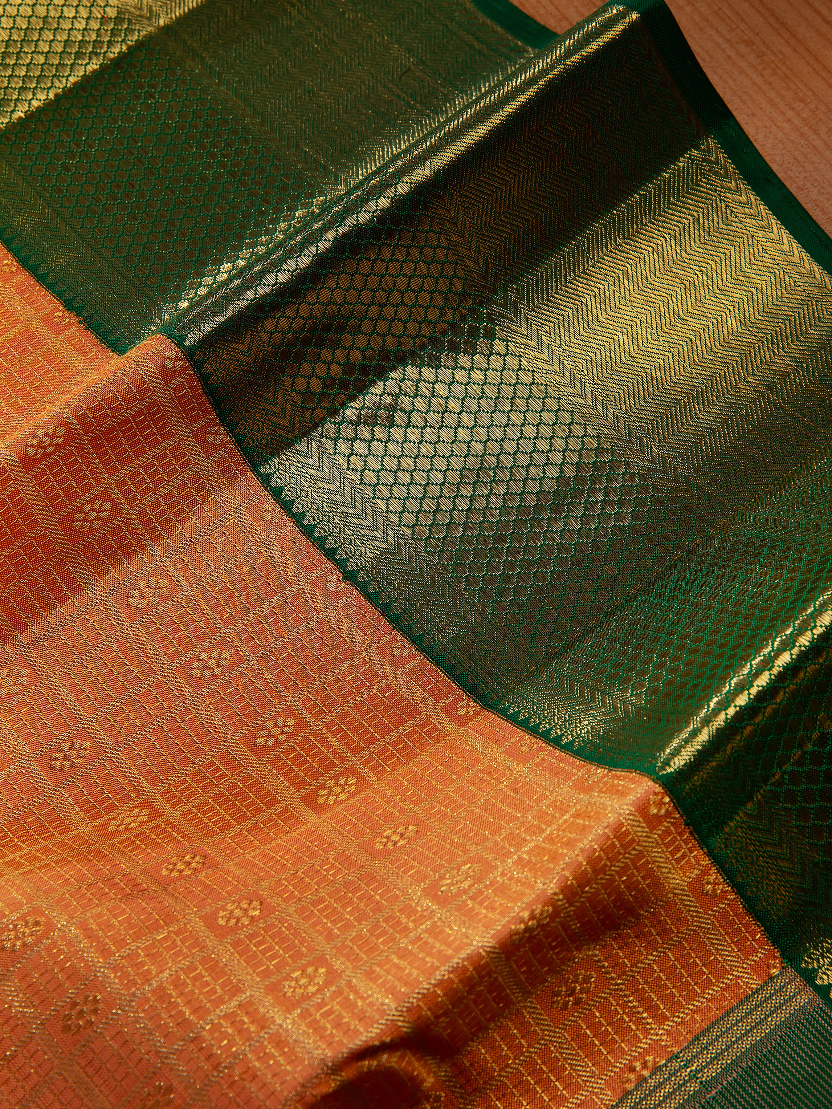 Orange Kanchipuram Silk Saree - Mokshaa