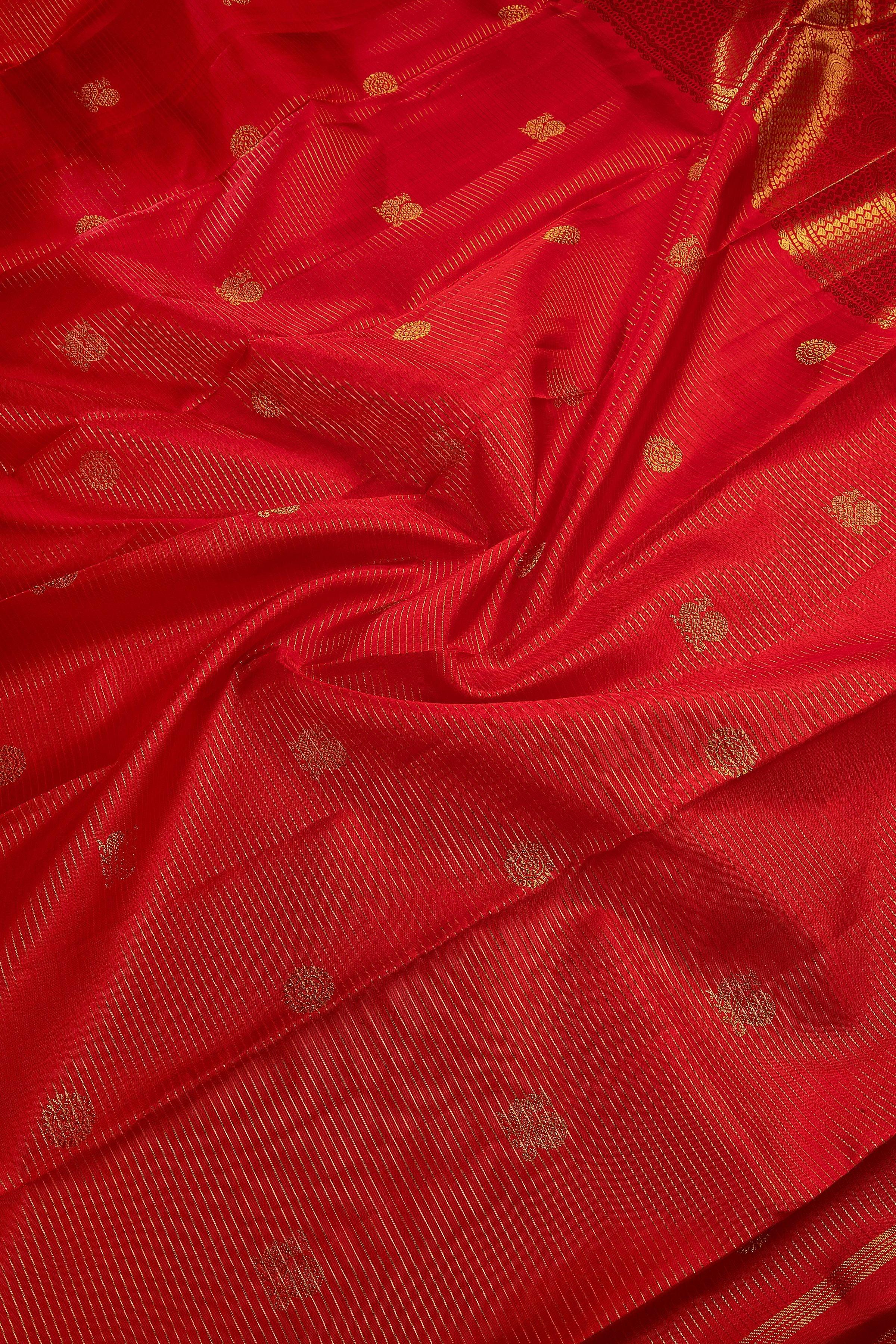 Orange Kanchipuram Silk Saree - Mokshaa