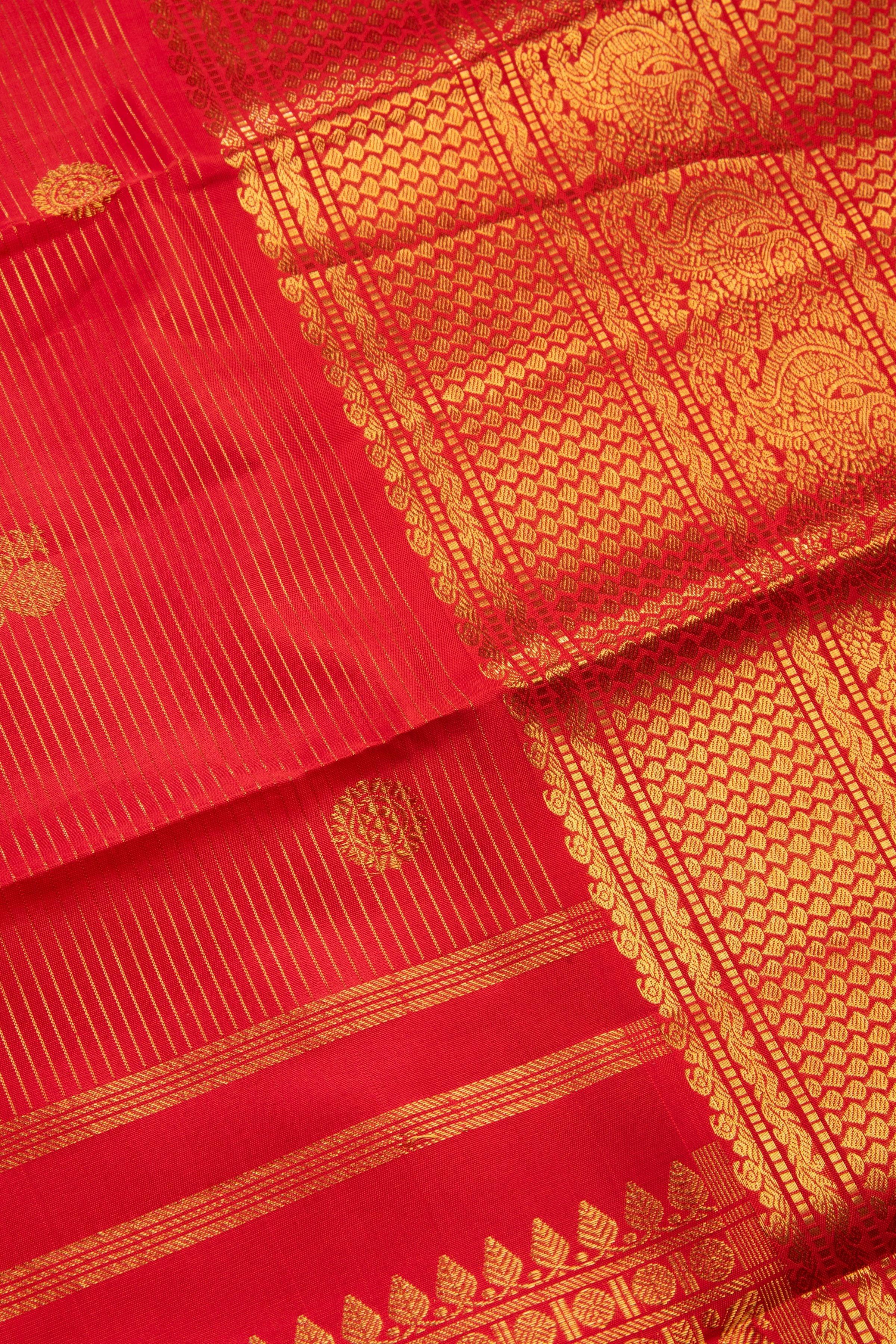 Orange Kanchipuram Silk Saree - Mokshaa