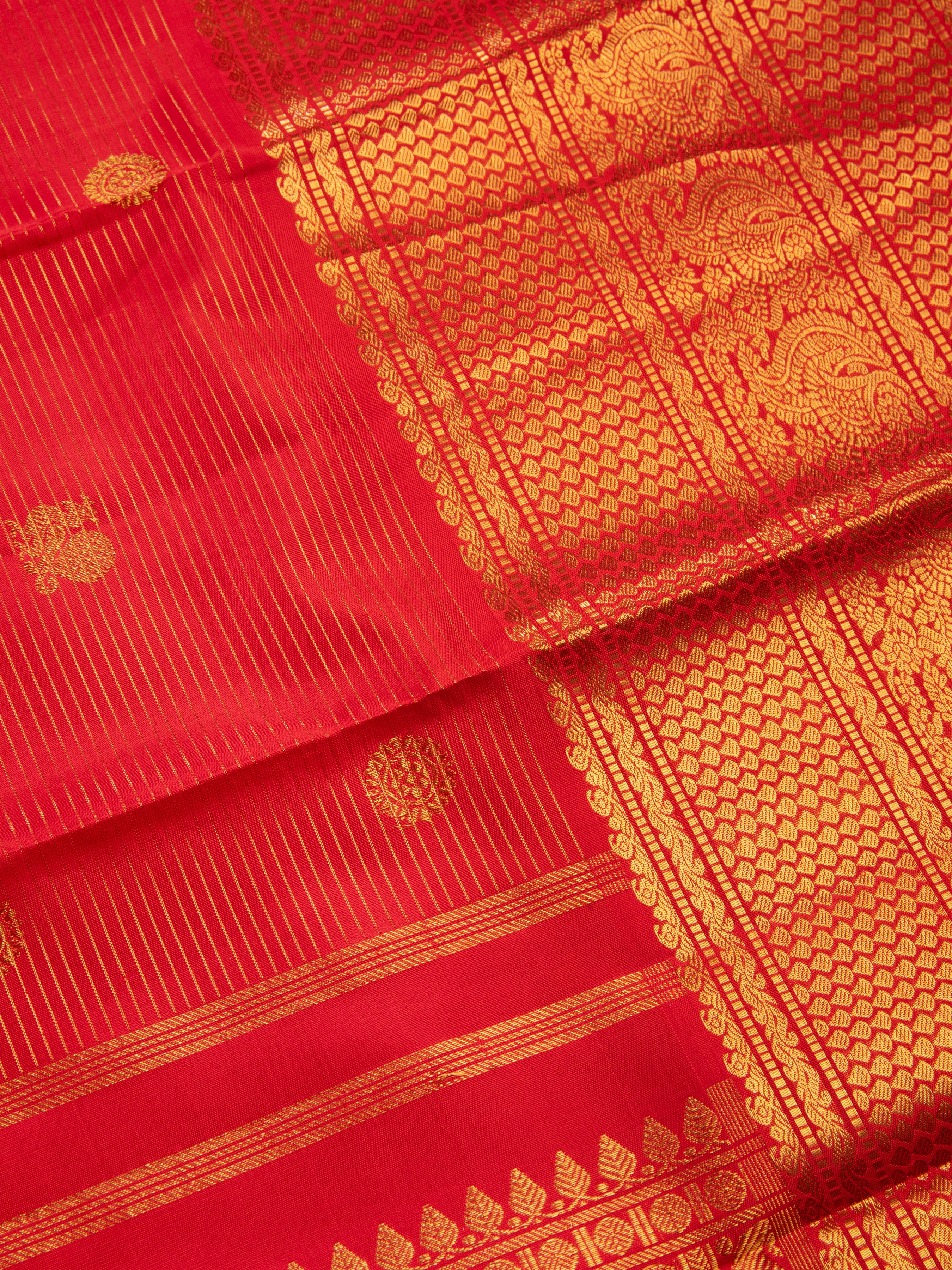 Orange Kanchipuram Silk Saree - Mokshaa