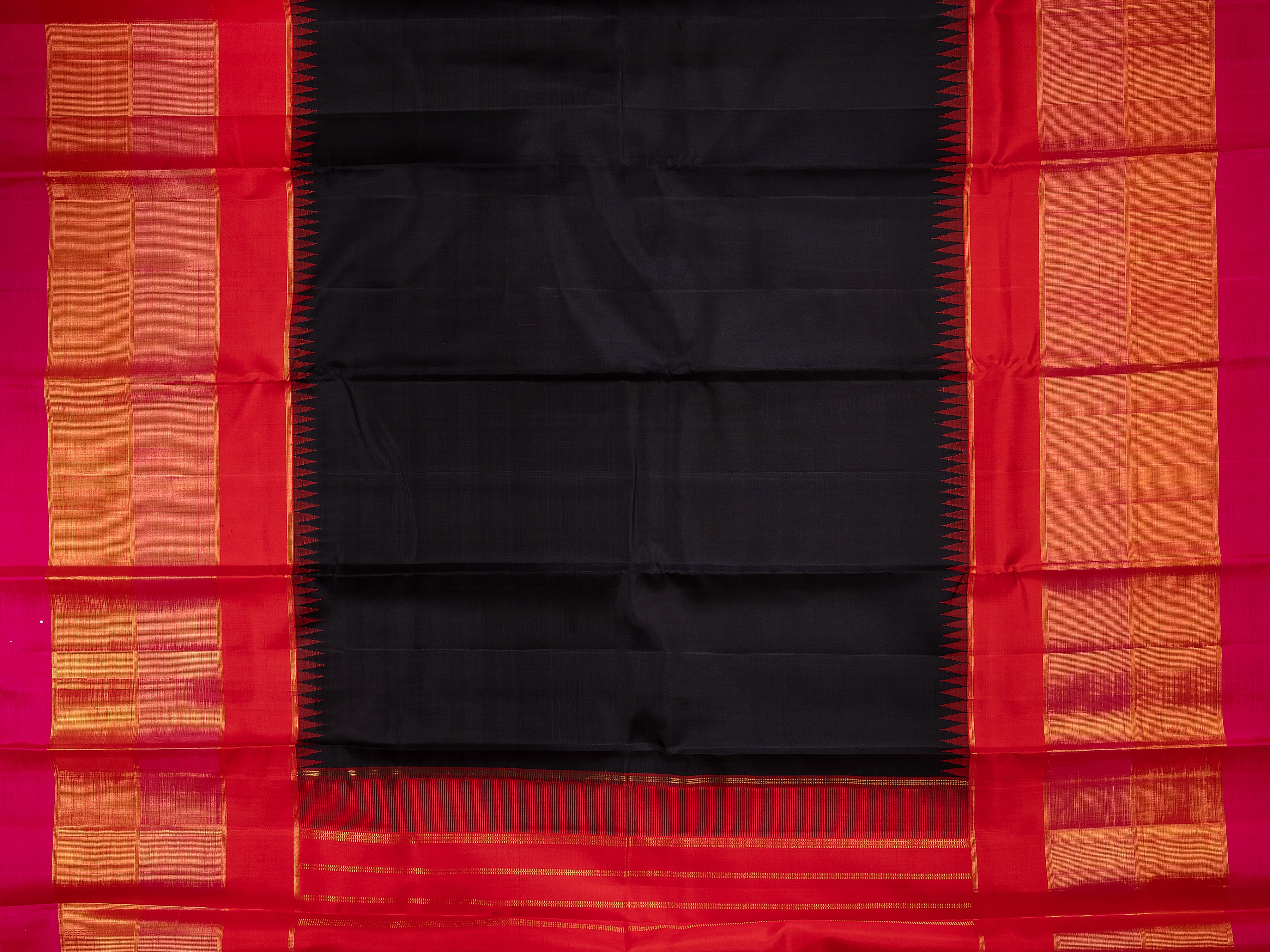 Black Kanchipuram Silk Saree - Mokshaa