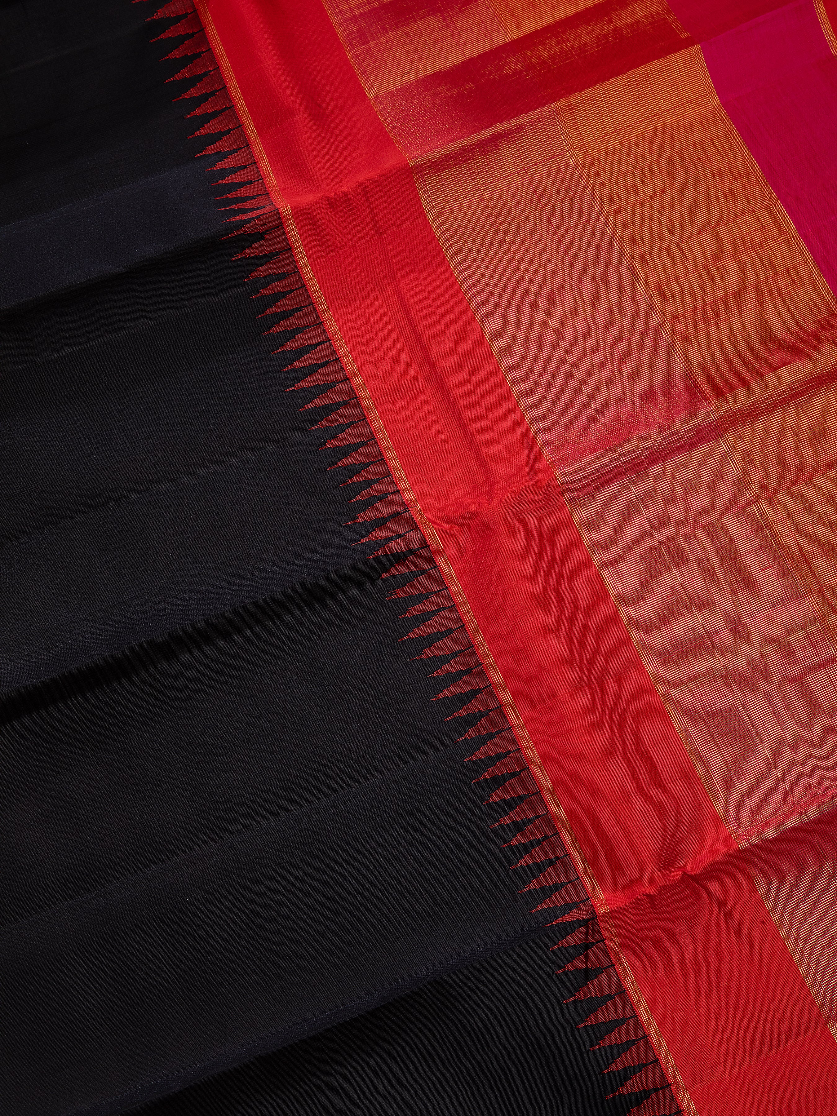 Black Kanchipuram Silk Saree - Mokshaa