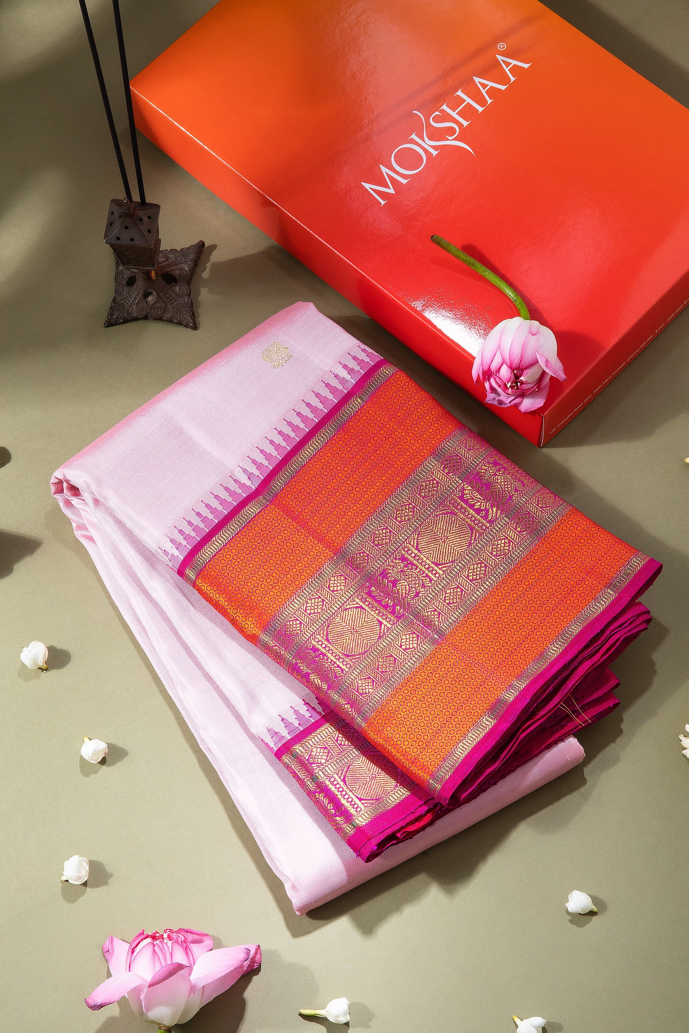 Pink Kanchipuram Silk Saree - Mokshaa