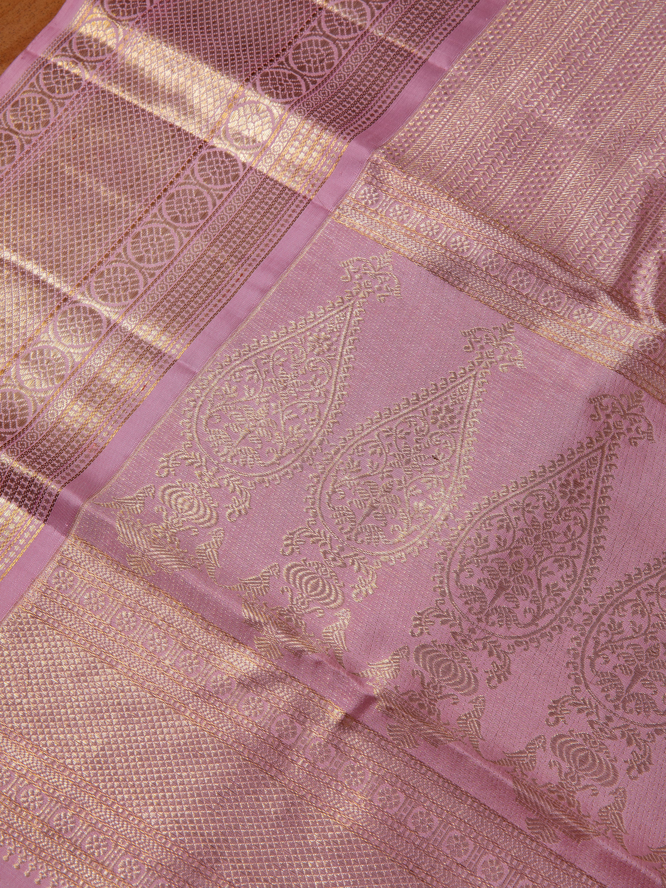 Light Pink Kanchipuram Silk Saree - Mokshaa