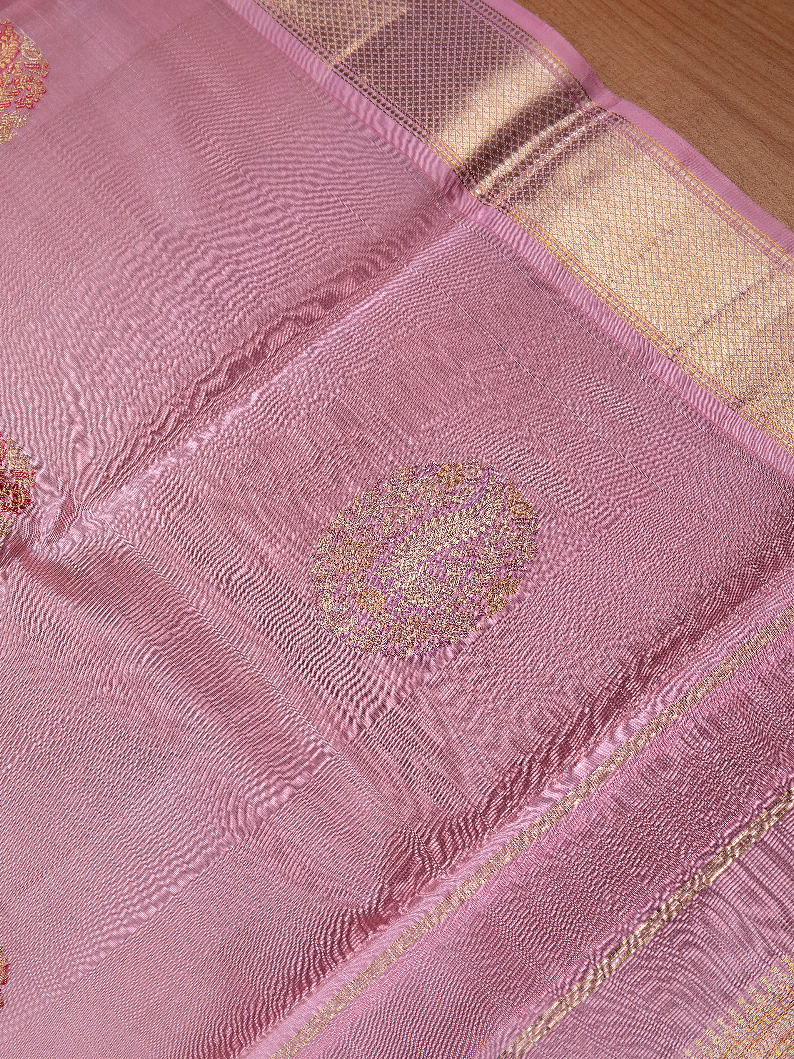 Light Pink Kanchipuram Silk Saree - Mokshaa