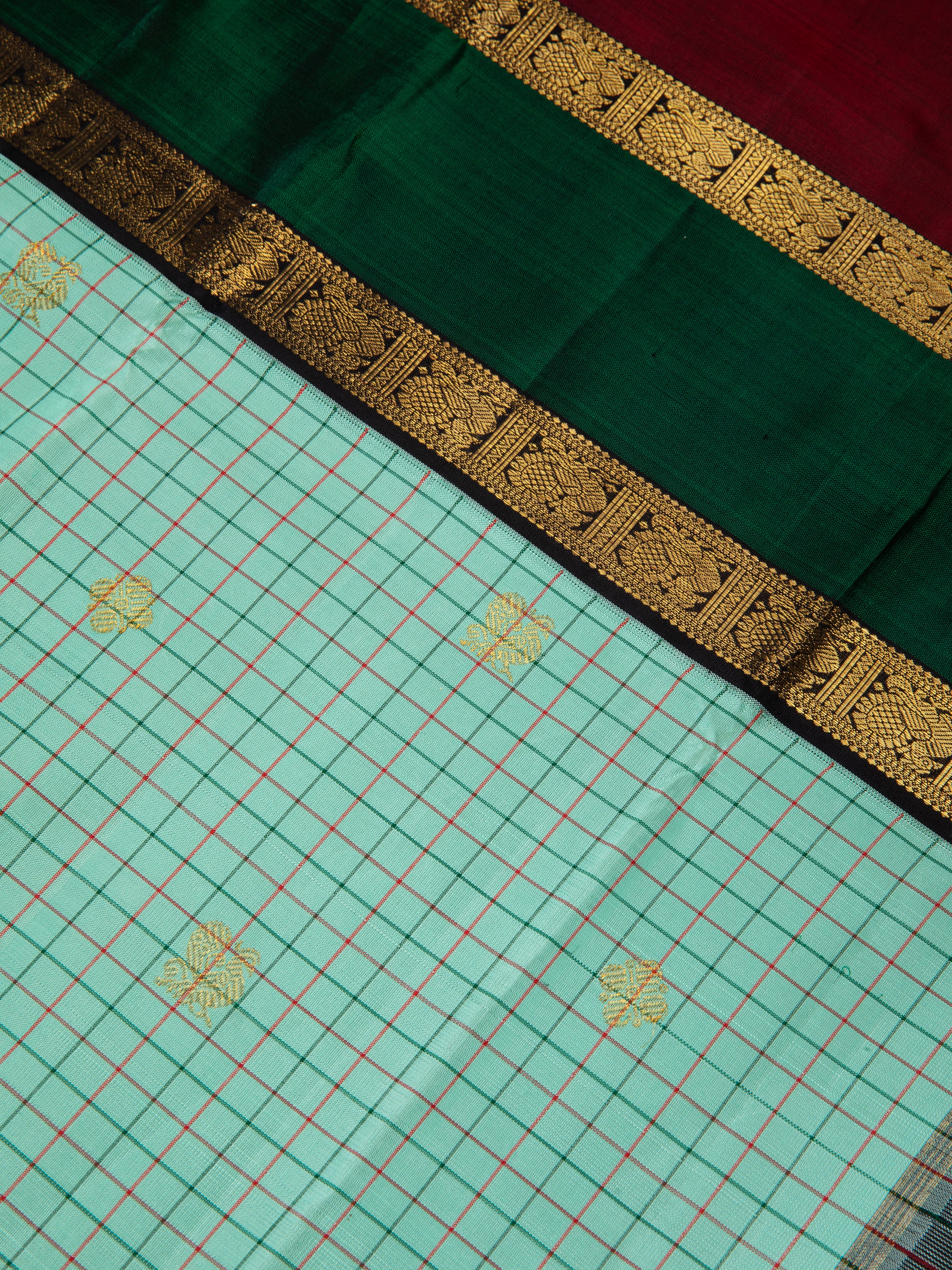 Mint Green Kanchipuram Silk Saree - Mokshaa