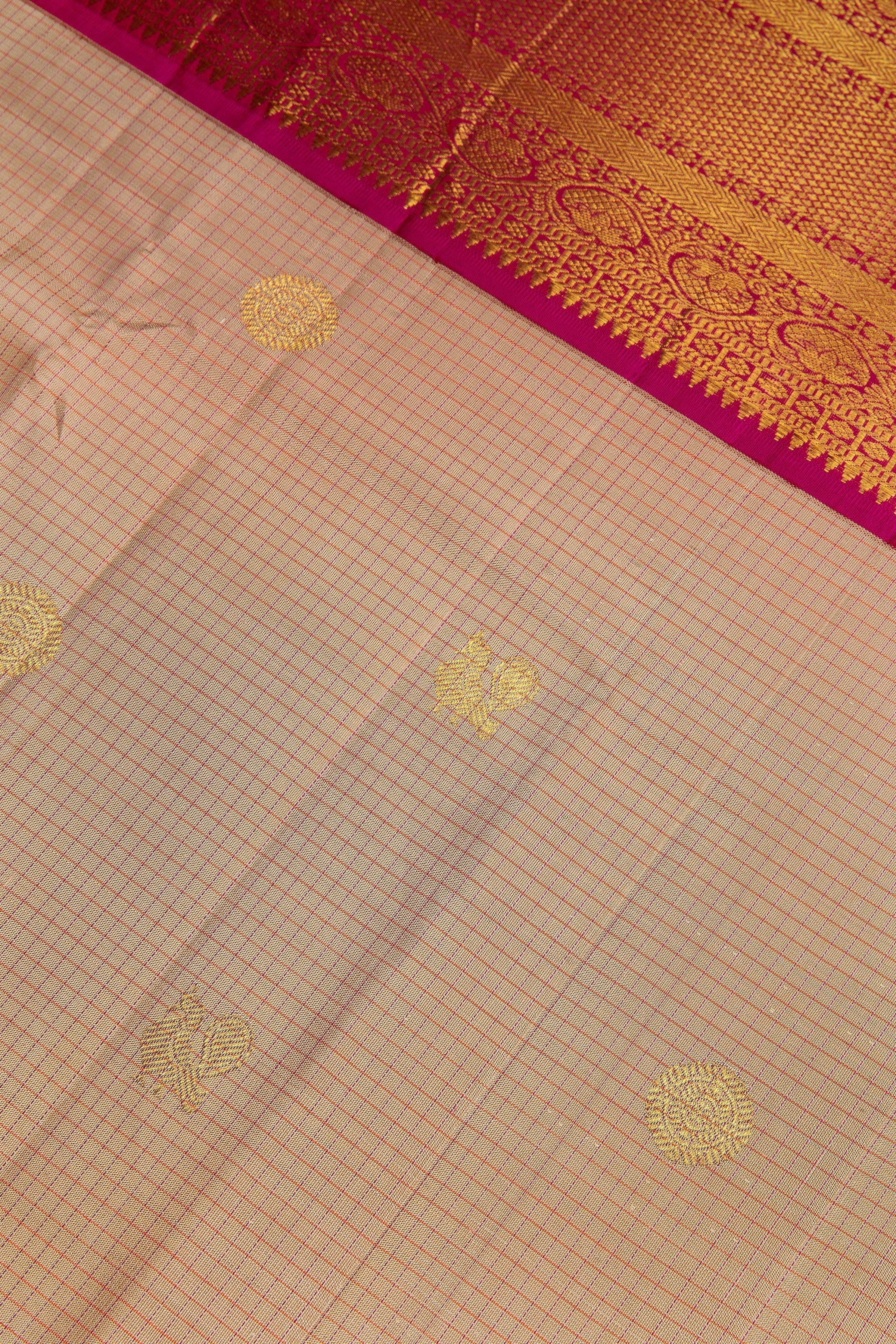 Beige Kanchipuram Silk Saree - Mokshaa