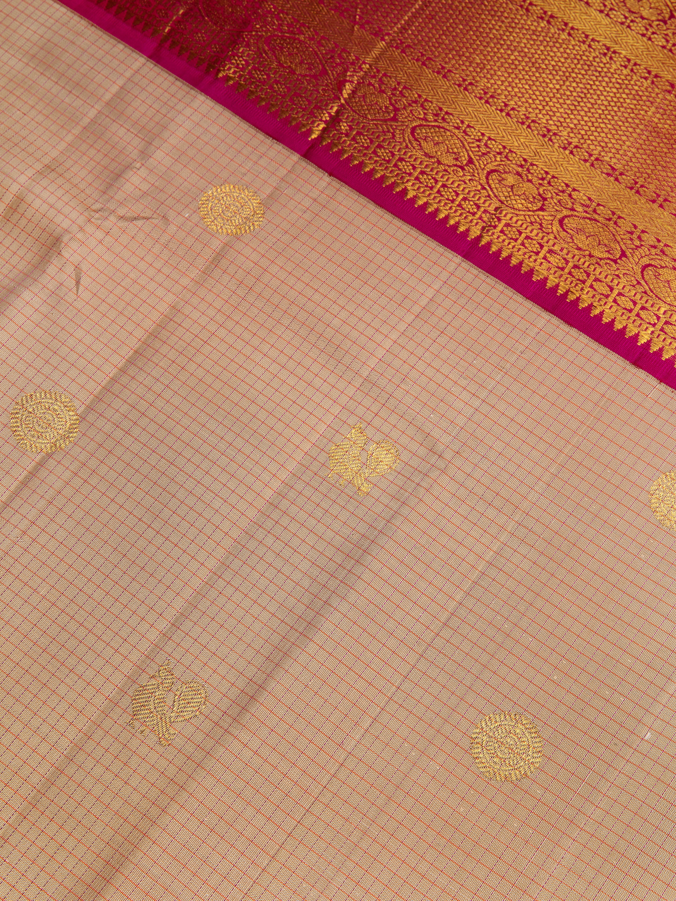 Beige Kanchipuram Silk Saree - Mokshaa