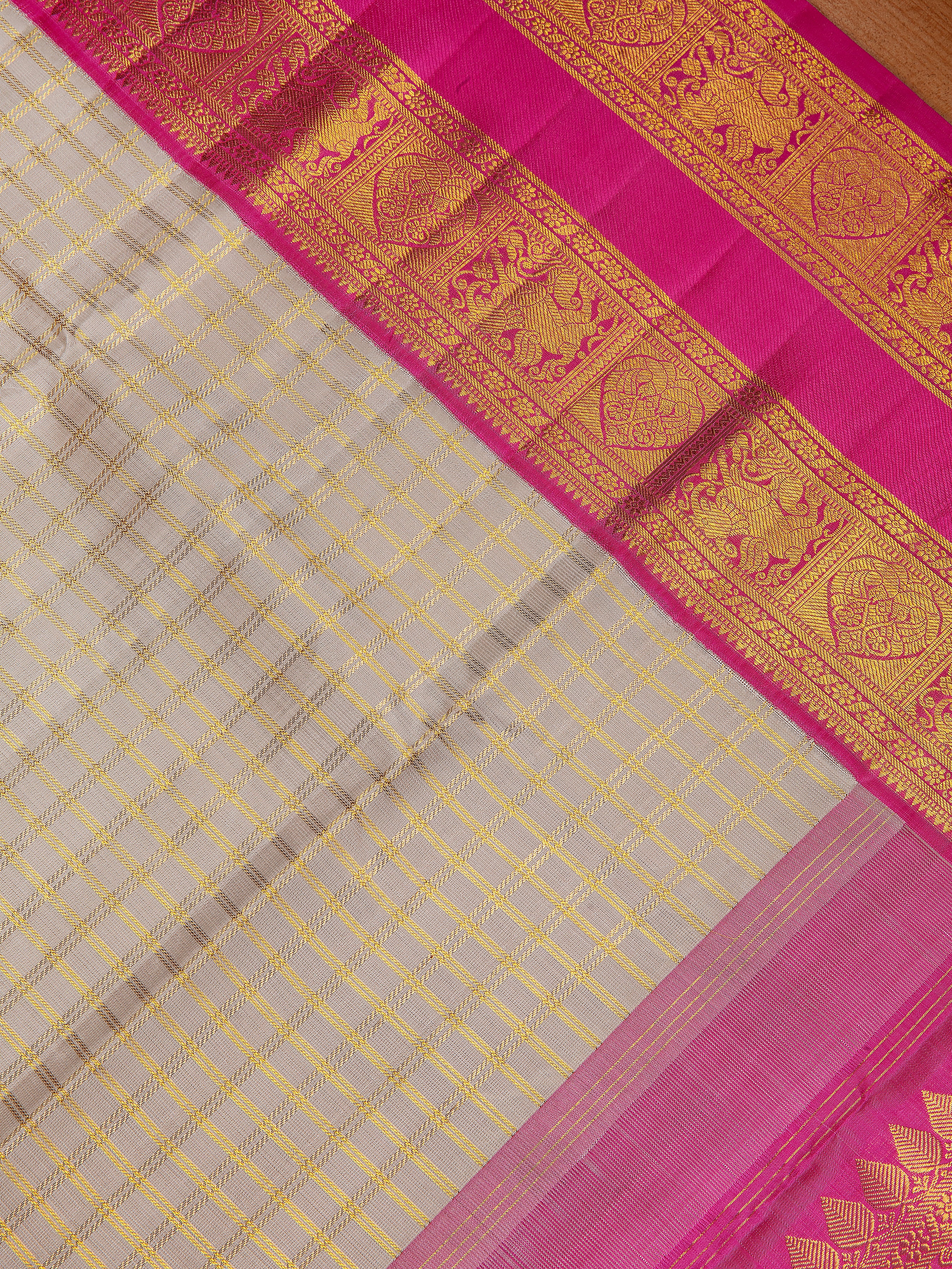 Gold Kanchipuram Silk Saree - Mokshaa