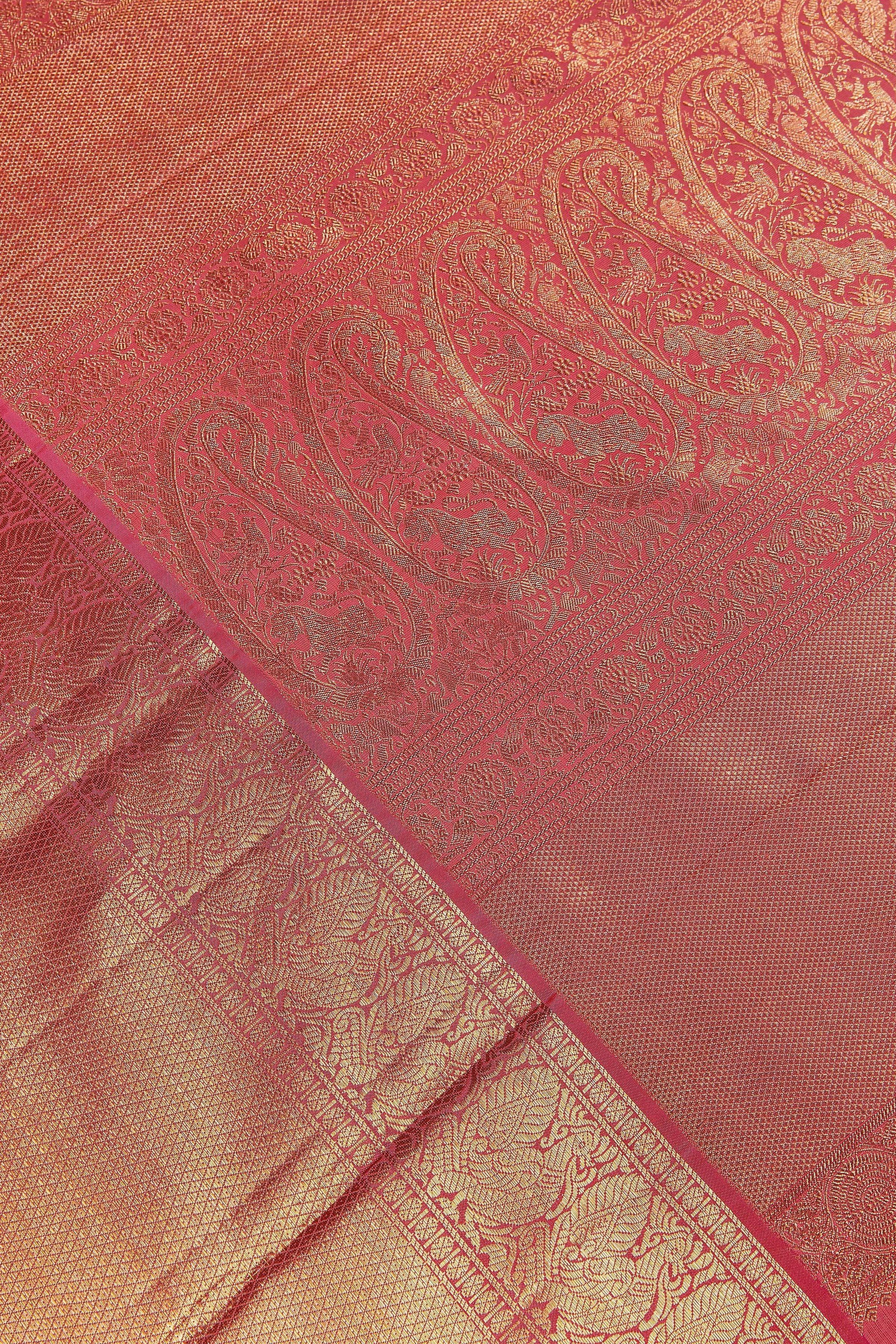 Gold Kanchipuram Silk Saree - Mokshaa