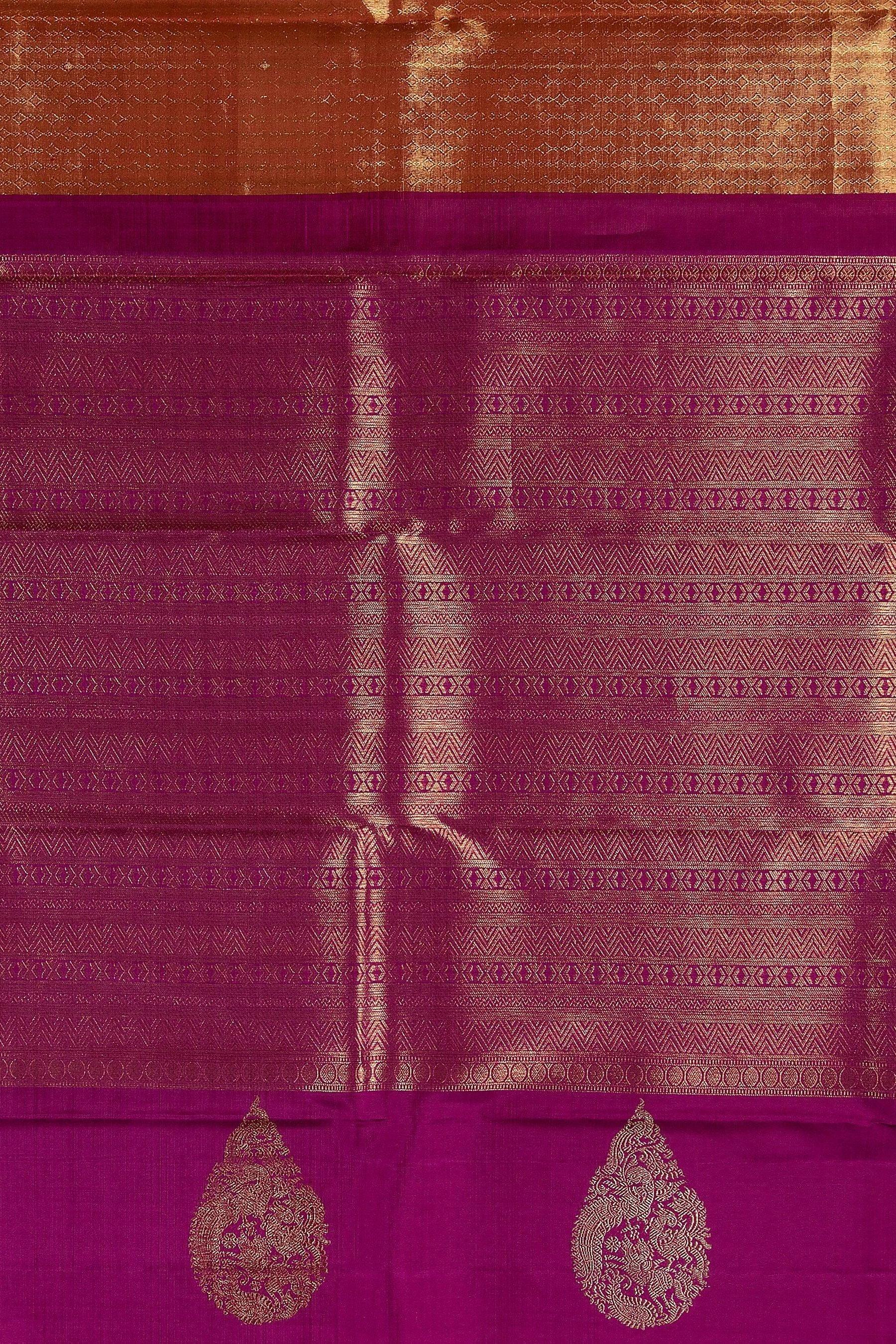 Rose Gold Kanchipuram Silk Saree - Mokshaa