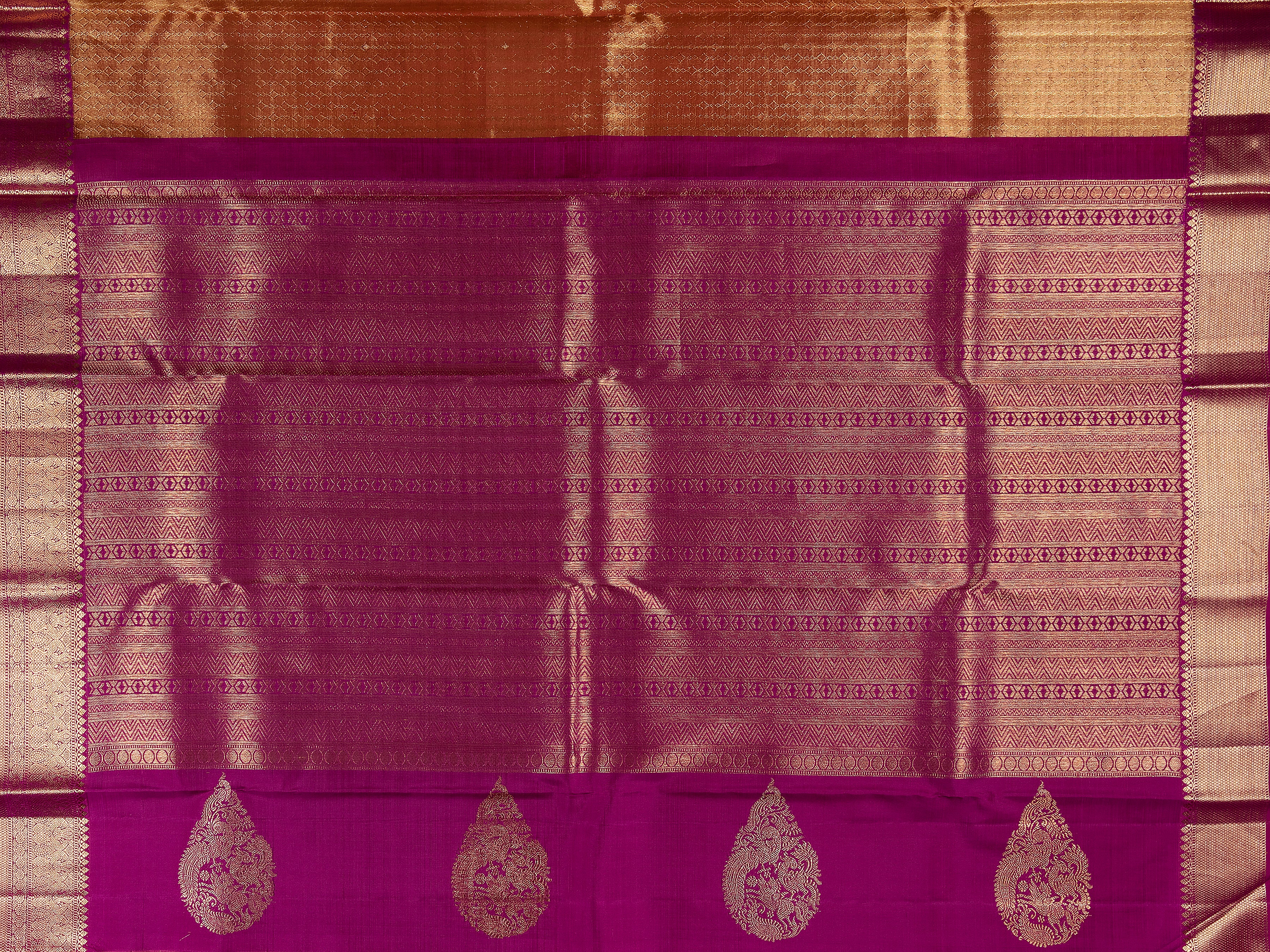 Rose Gold Kanchipuram Silk Saree - Mokshaa