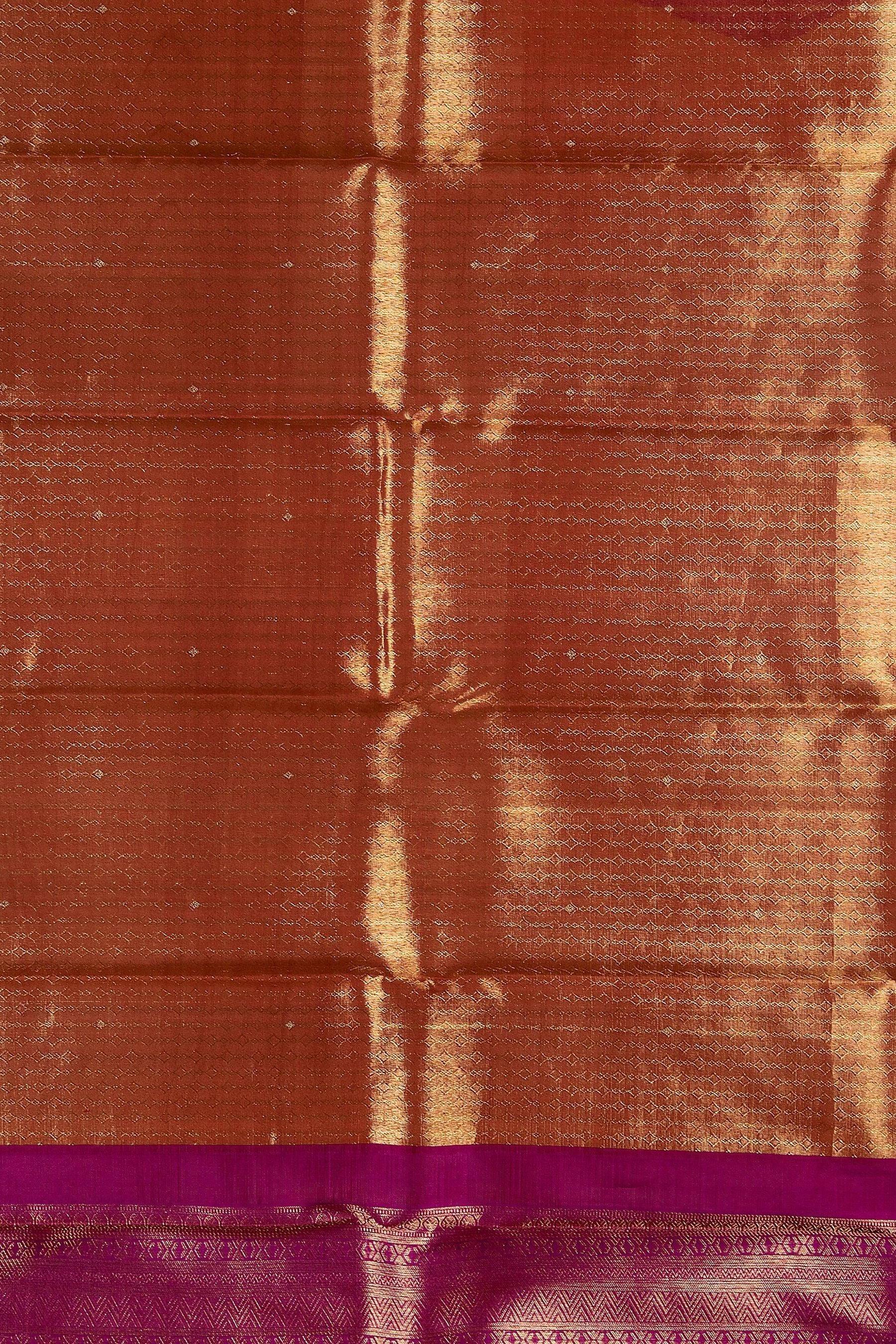 Rose Gold Kanchipuram Silk Saree - Mokshaa