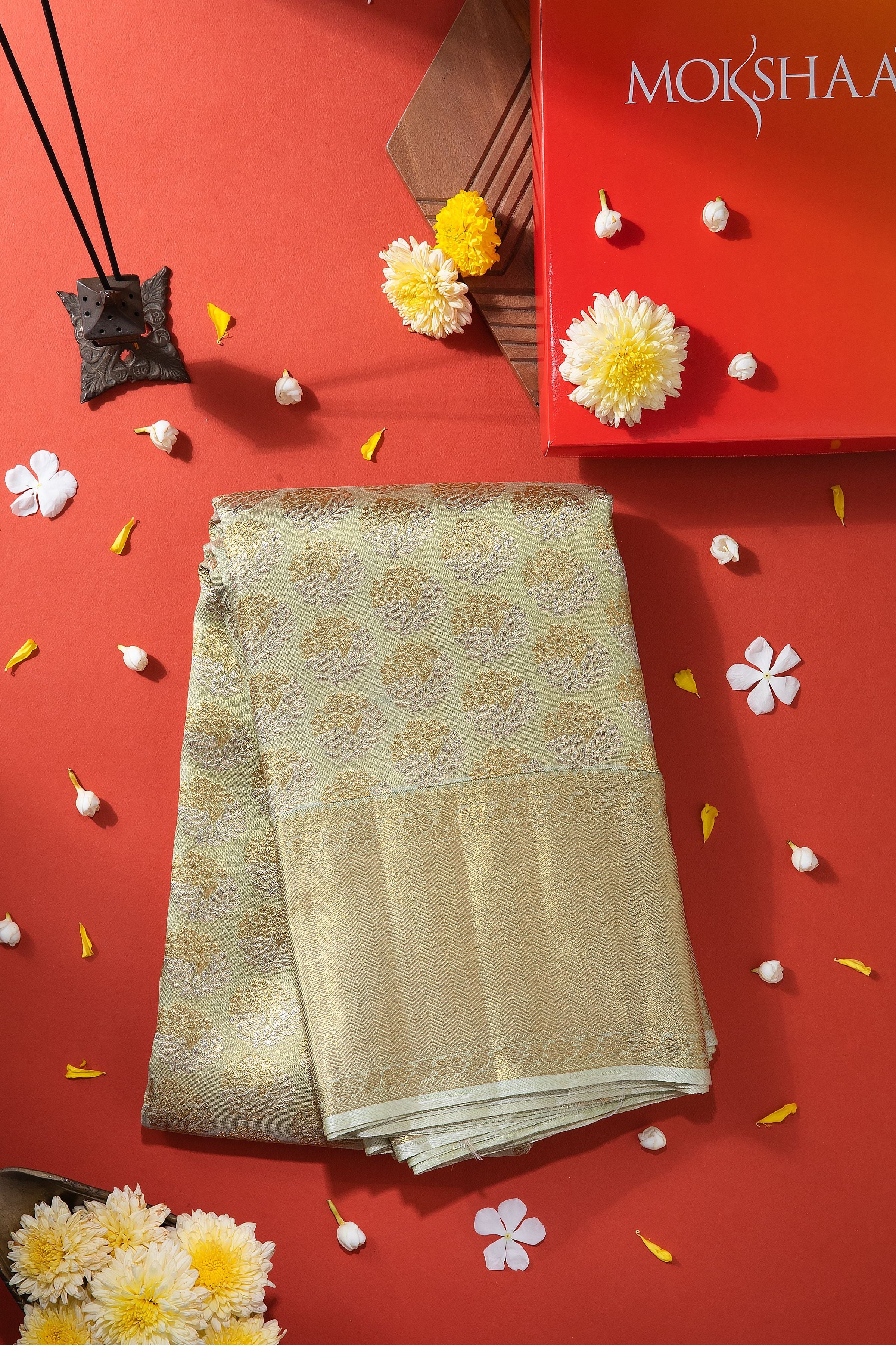 Pista Green Kanchipuram Silk Saree - Mokshaa