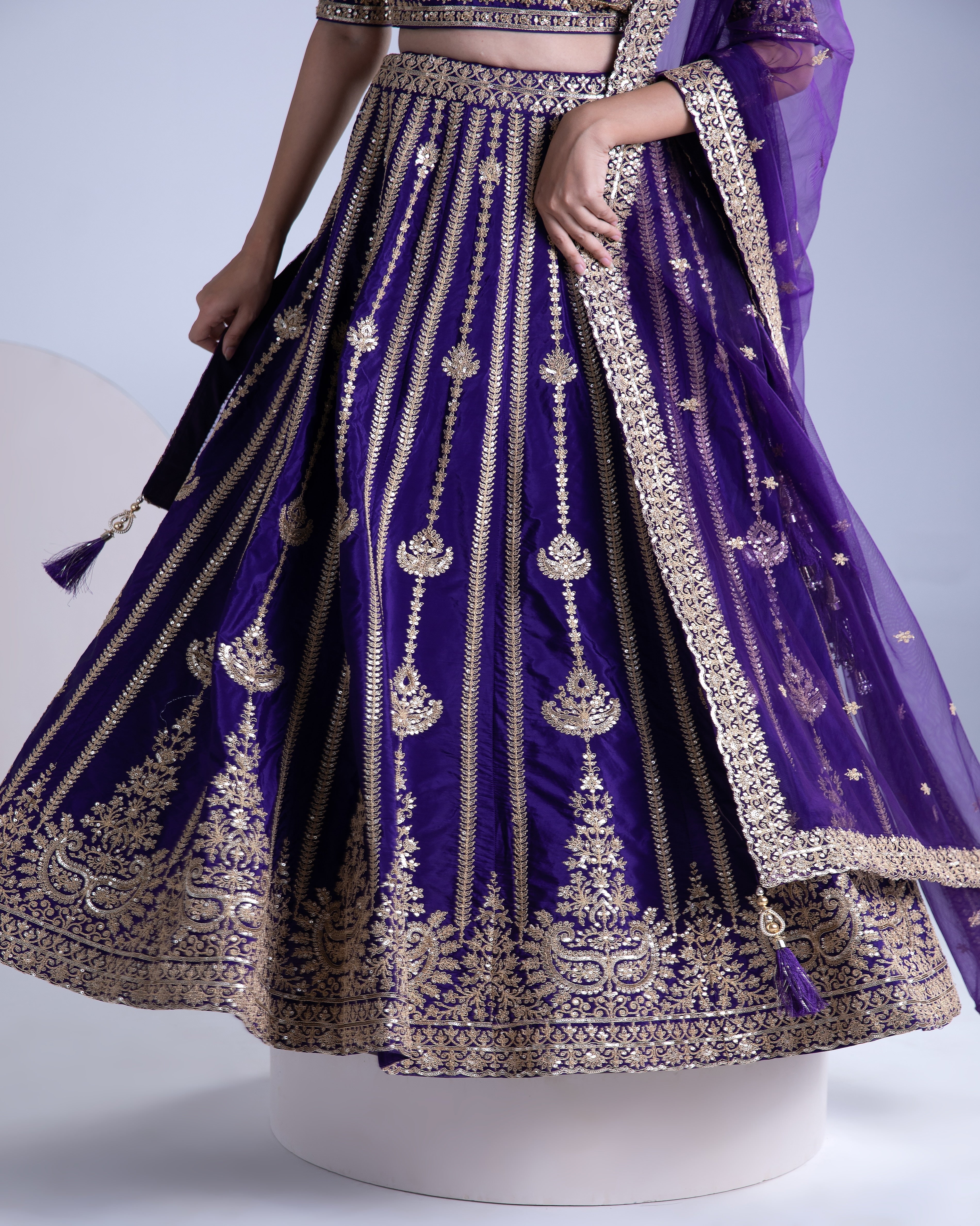 Purple Silk Lehenga Set - Mokshaa